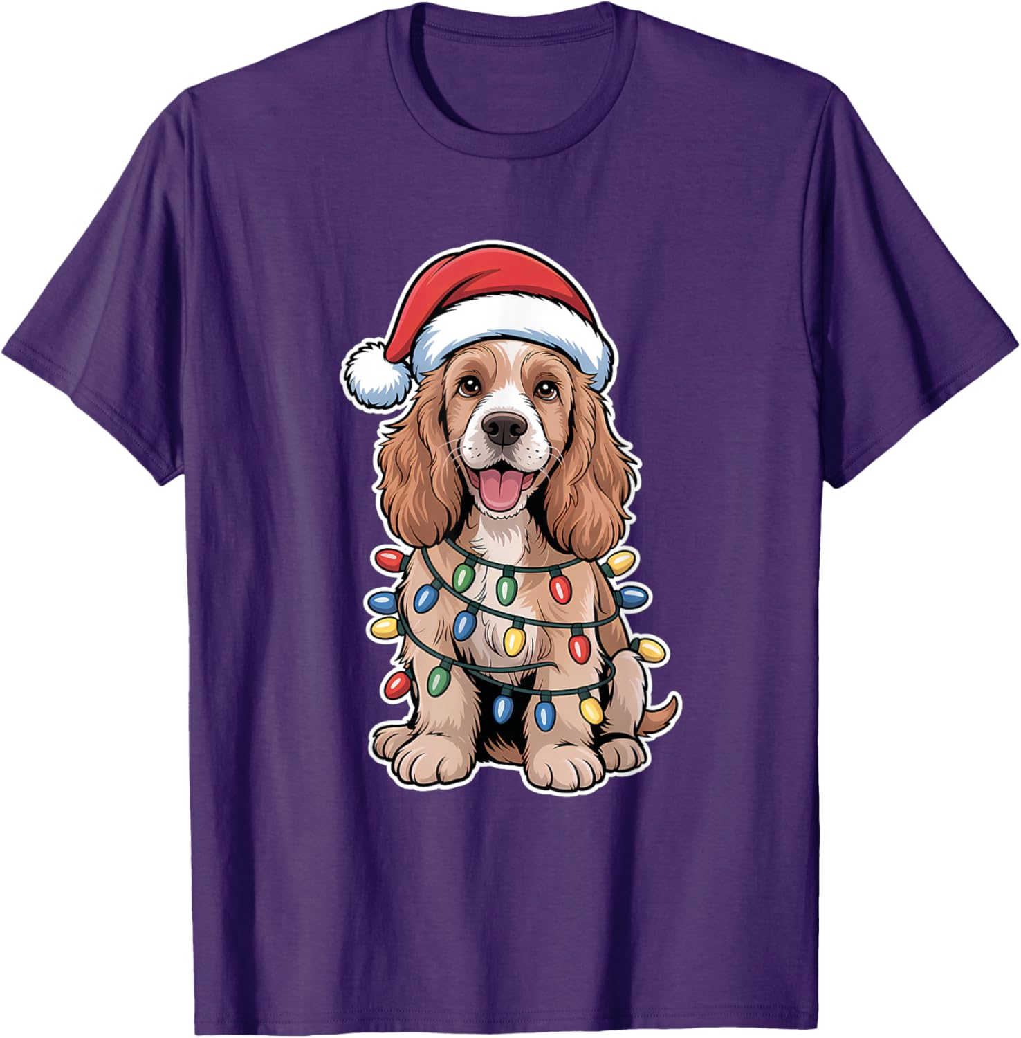 English Cocker Spaniel Christmas Lights T-Shirt for Dog Lovers - 2