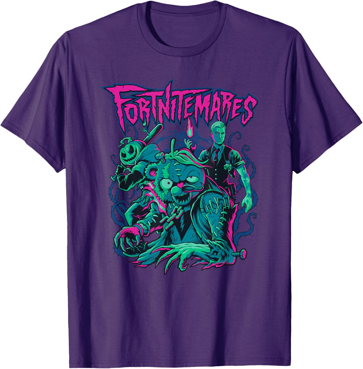 Fortnite Halloween Fortnitemares Retro Horror Group Shot T-Shirt for Fans - 11