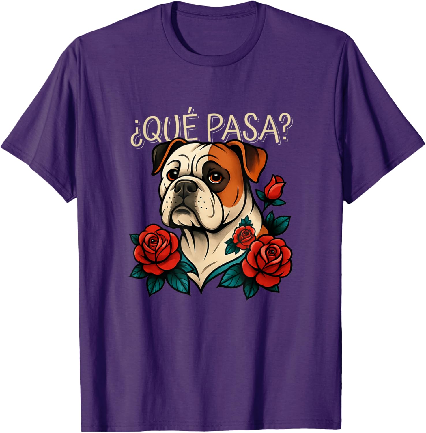 Que Pasa American Bulldog Rose Tattoo T-Shirt for Dog Lovers - 3
