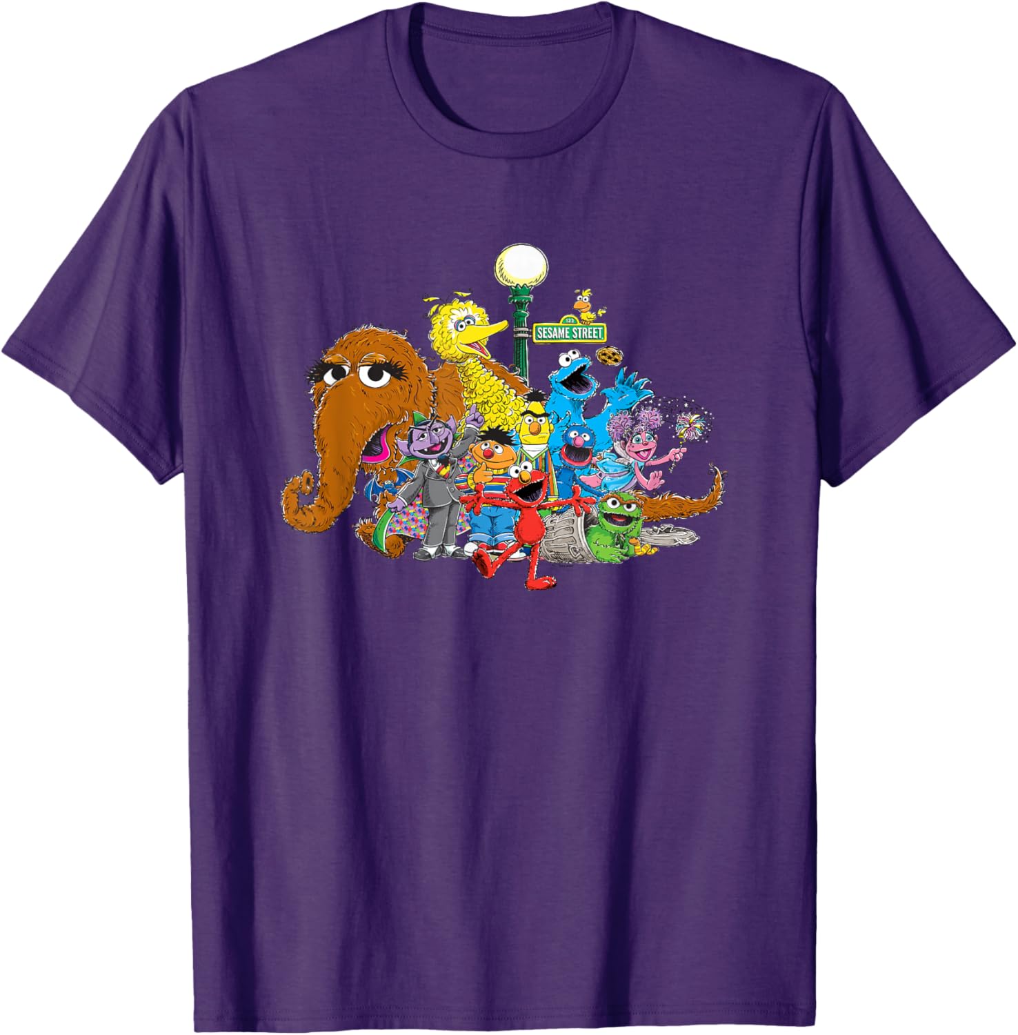 Sesame Street Group Street Light T-Shirt for Kids and Adults Fun Wear - 1