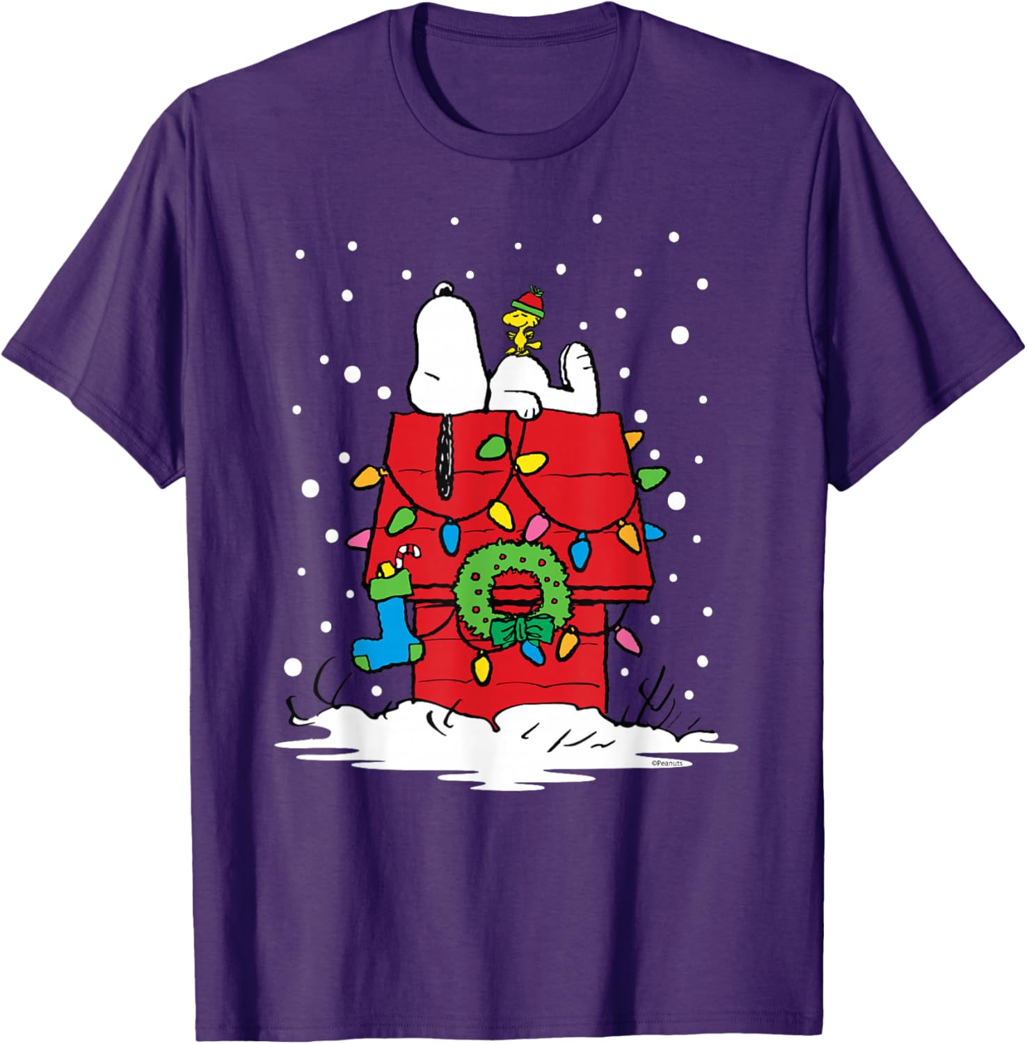 Peanuts Snoopy Woodstock Holiday Stocking T-Shirt for Festive Fun - 1