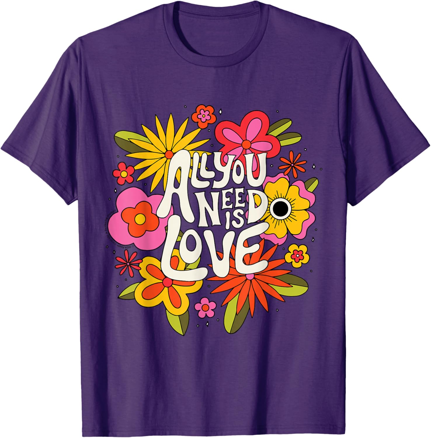 The Beatles All You Need Is Love Retro Floral T-Shirt for Music Lovers - 4