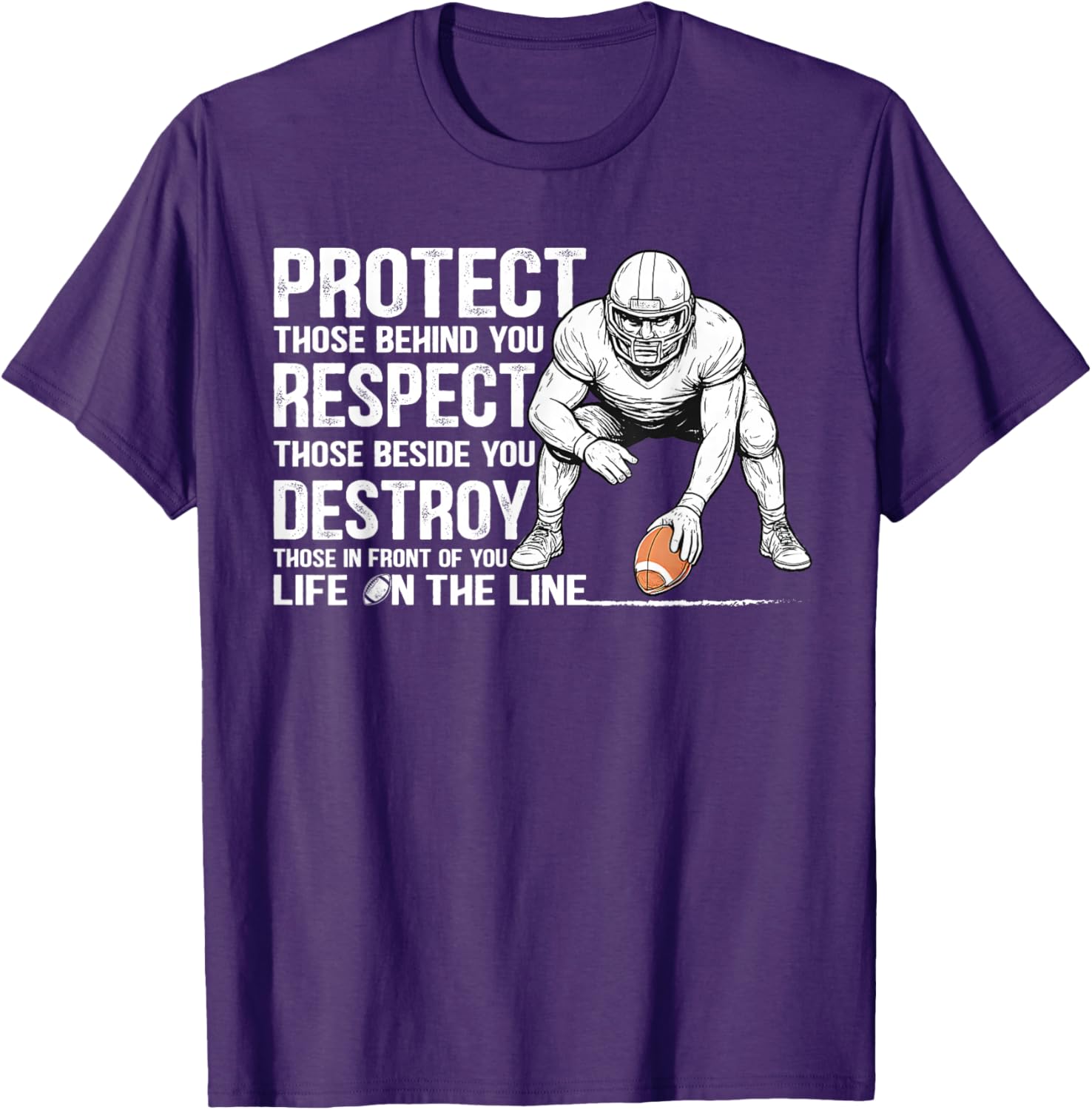 Vintage Protect Respect Destroy Offensive Lineman Football T-Shirt - 9