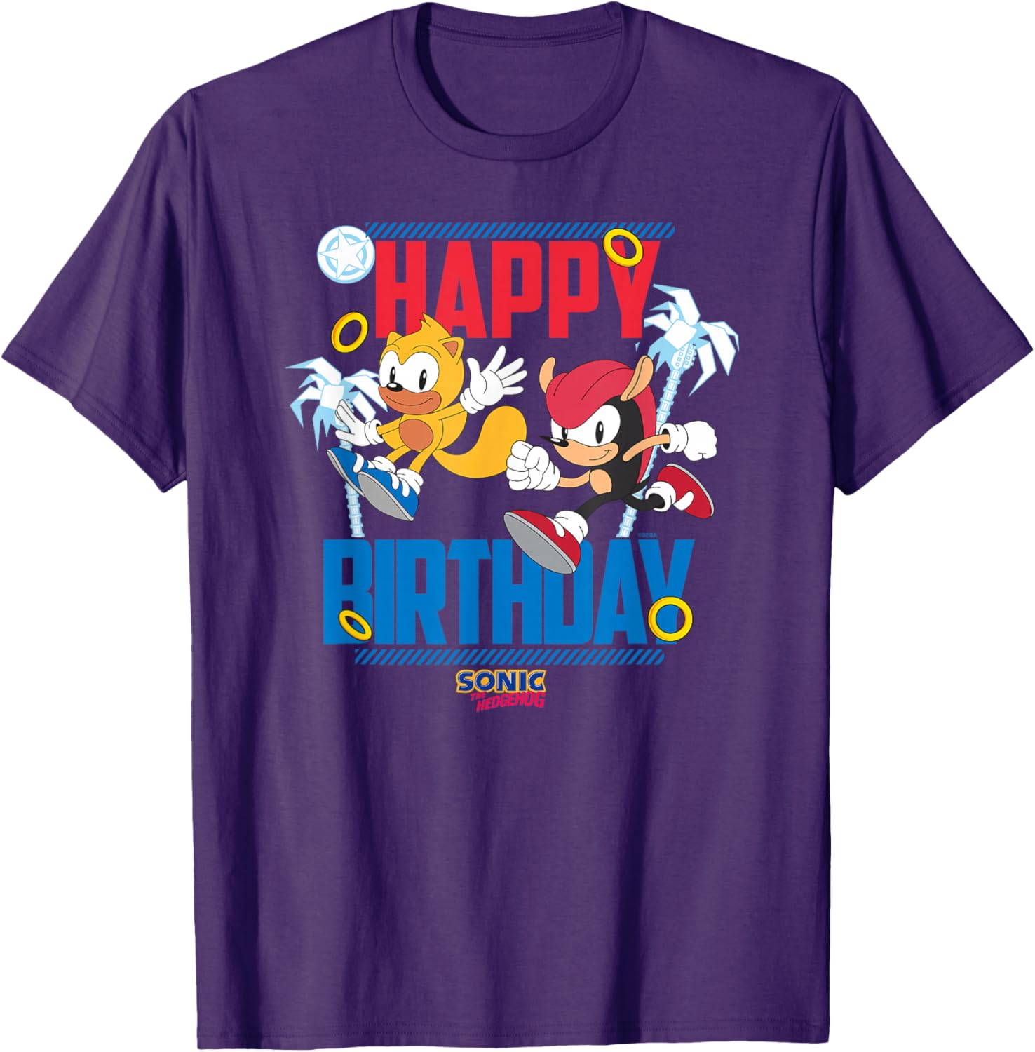 Sonic The Hedgehog Birthday Big Poster T-Shirt with Mighty and Ray Design - 1