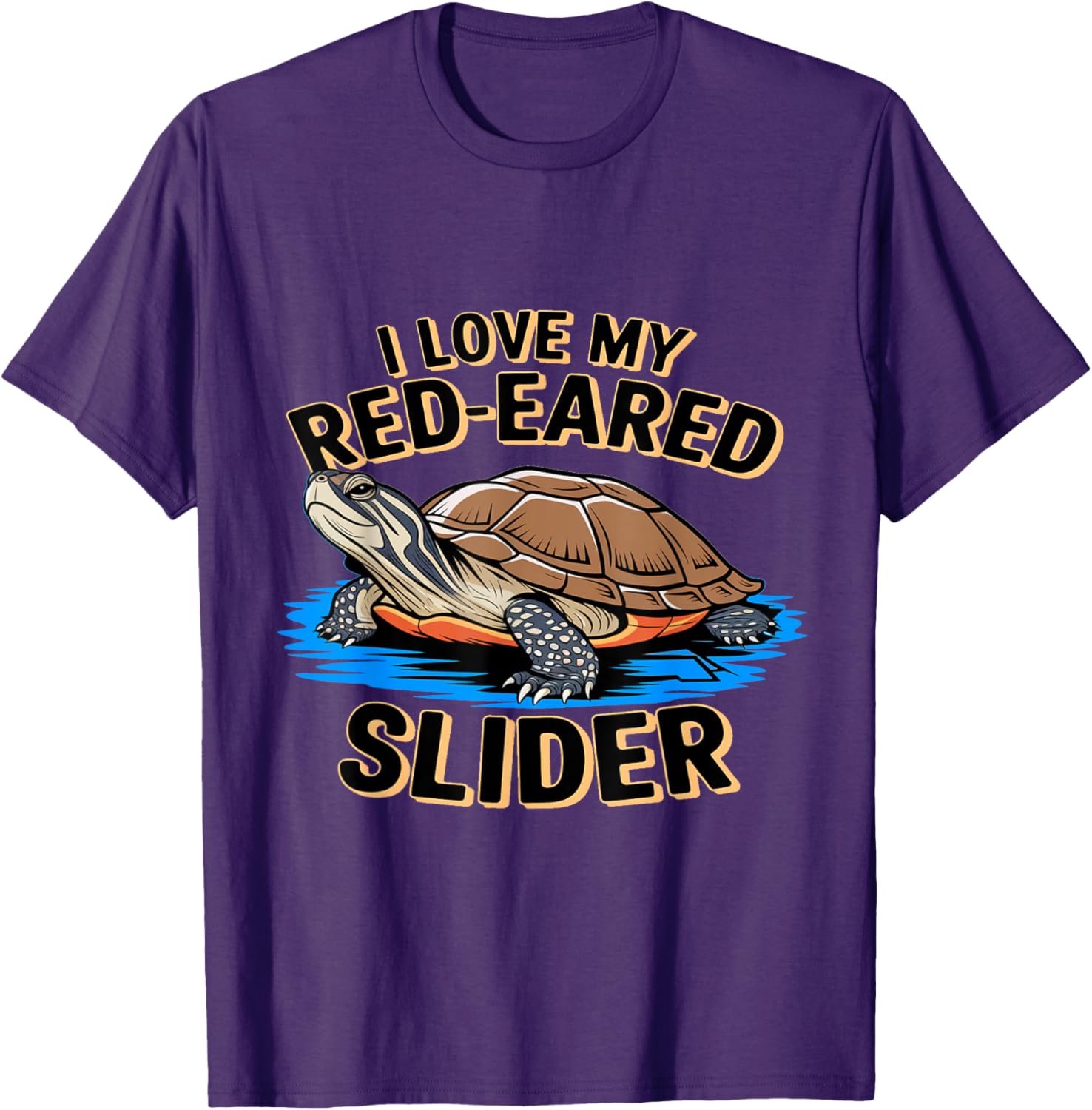 Cute I Love My Red Eared Slider Turtle Mom Dad Novelty T-Shirt - 2