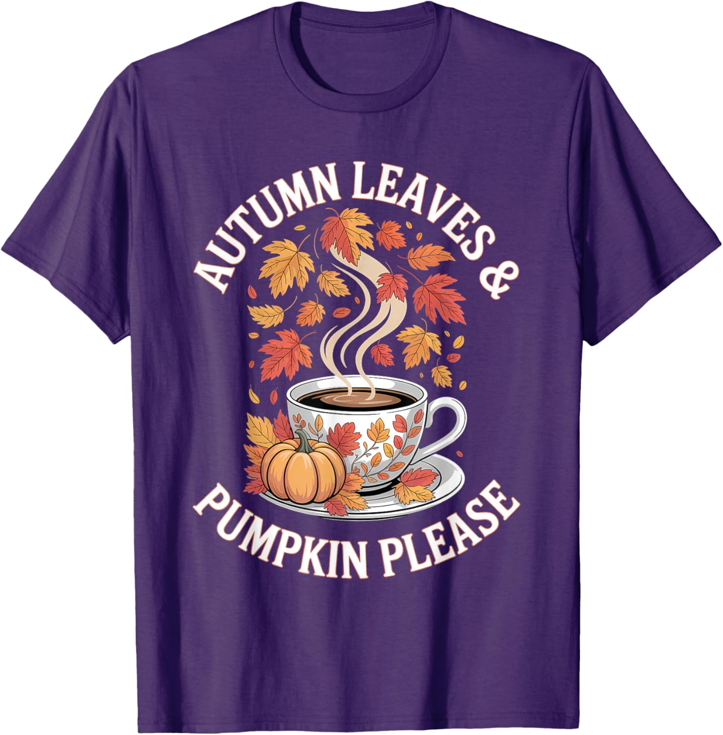 Thanksgiving Autumn Leaves and Pumpkin Please T-Shirt for Festive Style - 1