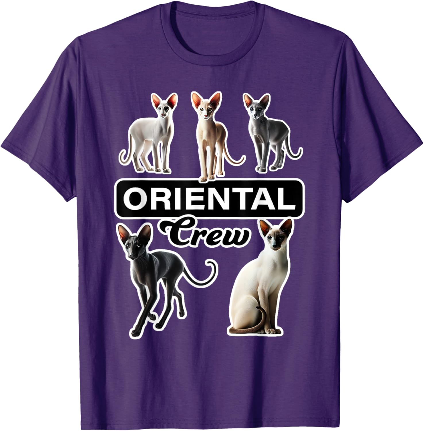 Oriental Cat Crew T-Shirt for Cat Lovers - Stylish and Comfortable Wear - 13