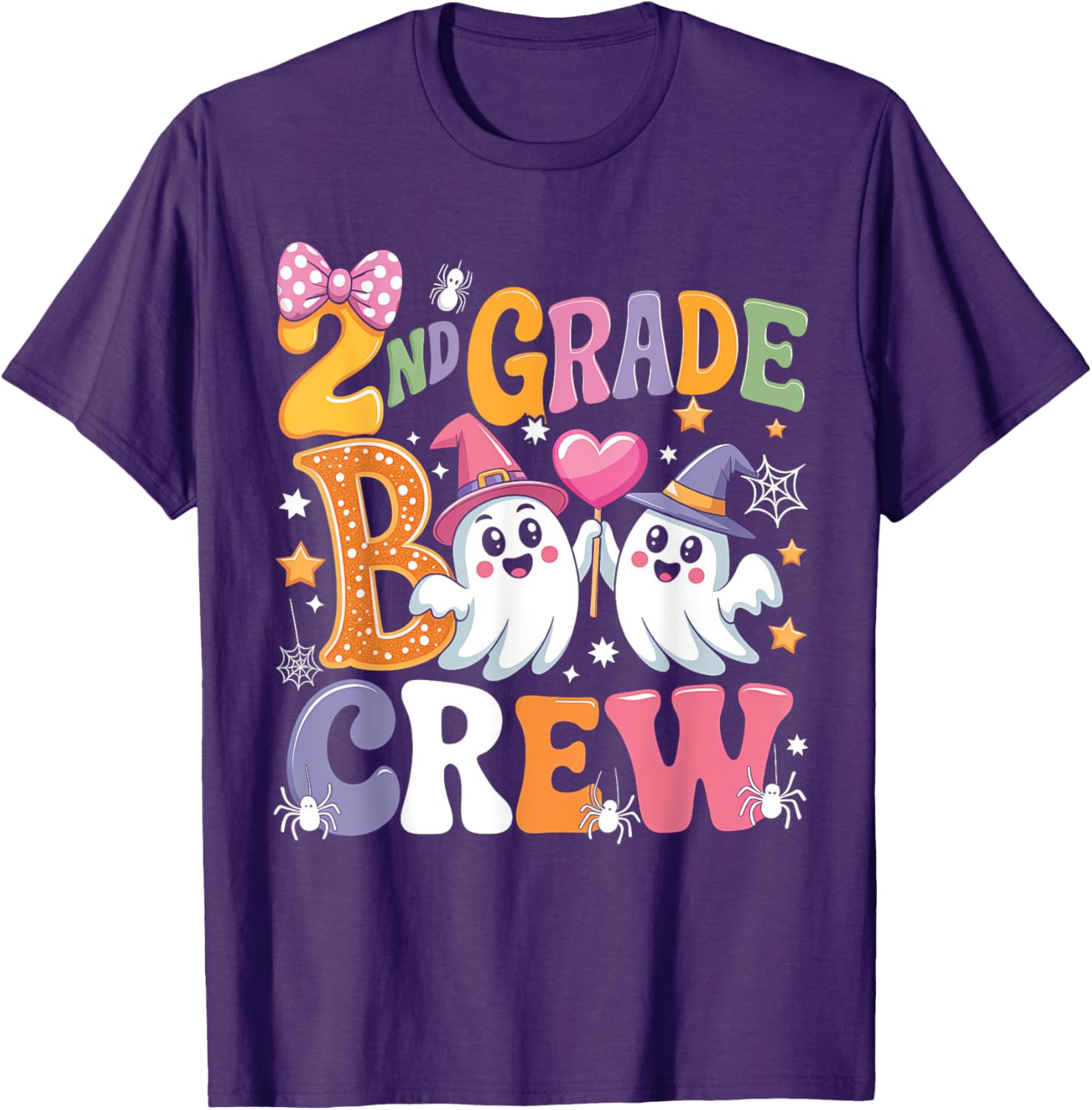 Happy Halloween T-Shirt for 2nd Grade Boo Crew Teacher and Kids - 6
