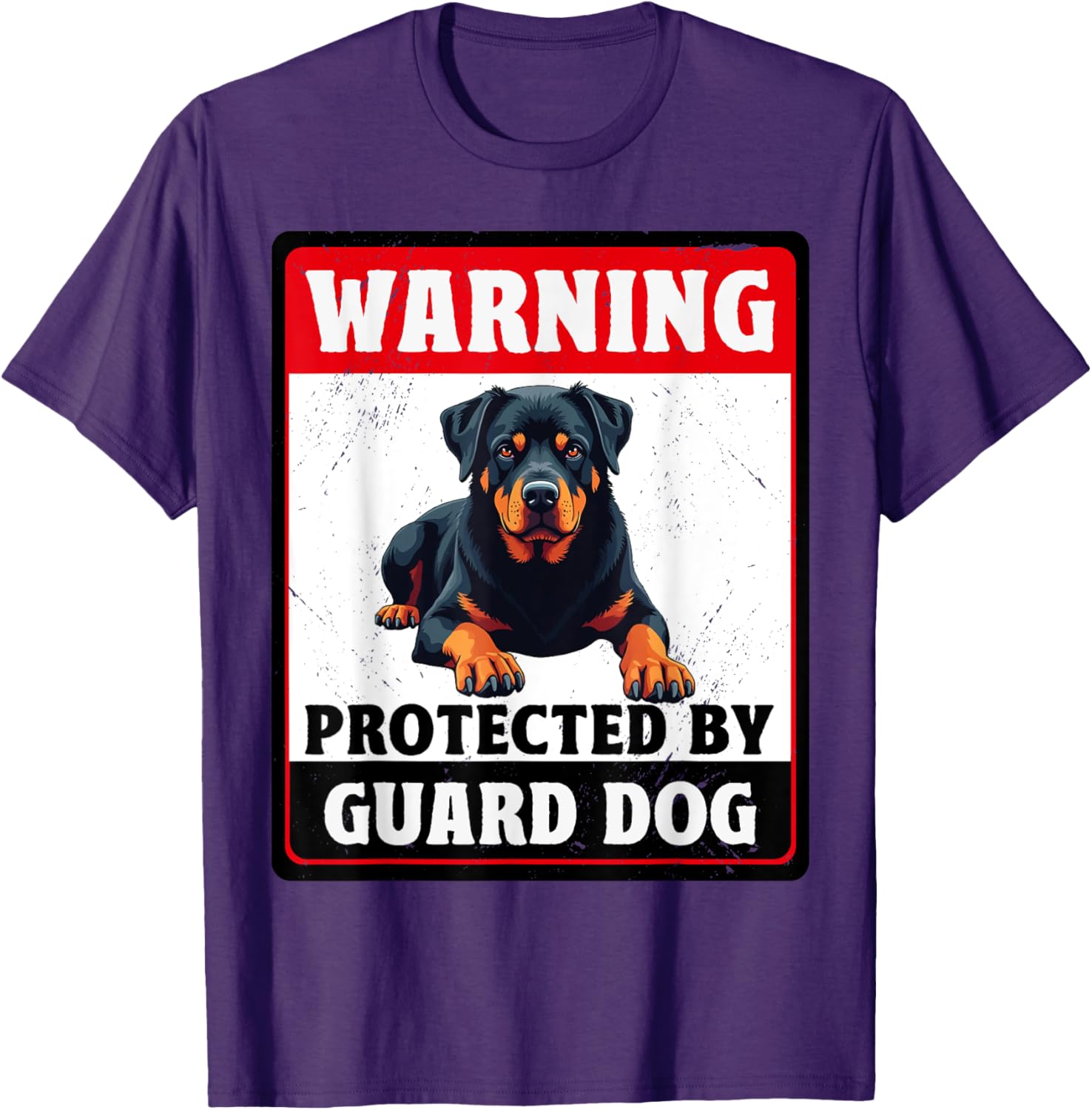 Warning Protected By Rottweiler Guard Dog T-Shirt for Dog Lovers - 7