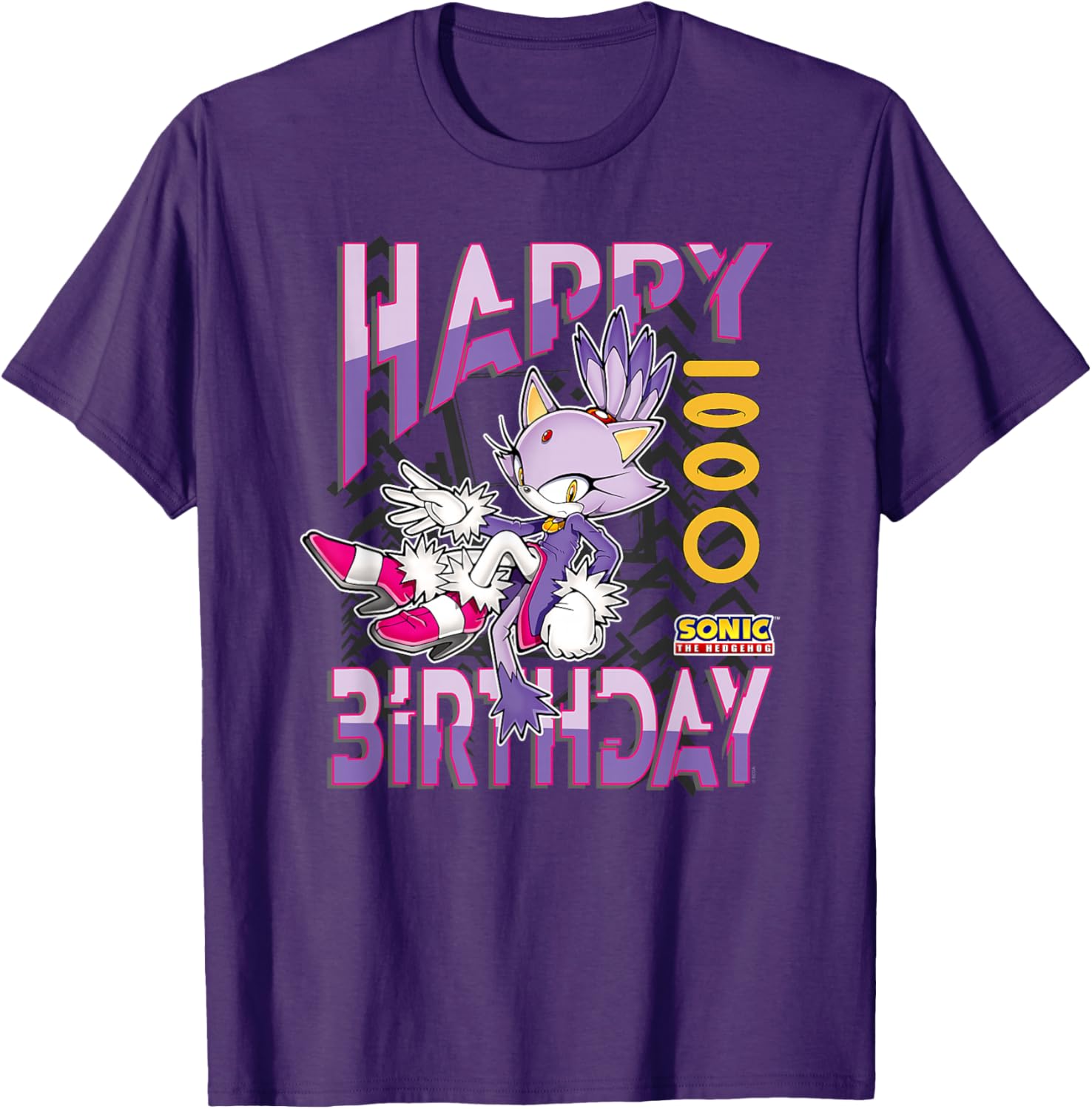 Sonic The Hedgehog Happy Birthday Blaze Grid Chest T-Shirt for Kids - 6