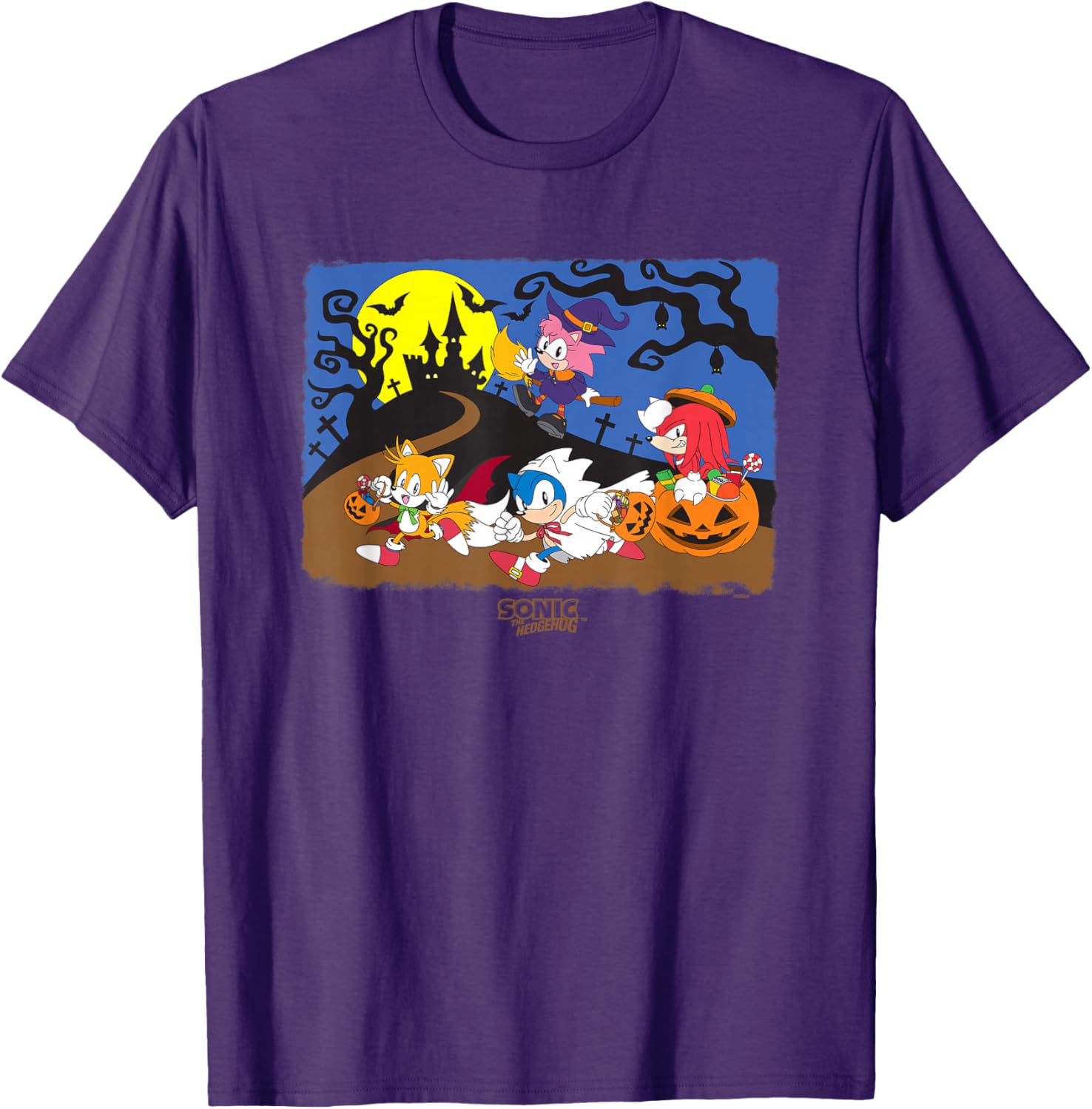 Sonic the Hedgehog Halloween Creepy Graveyard Run Big Poster T-Shirt - 2
