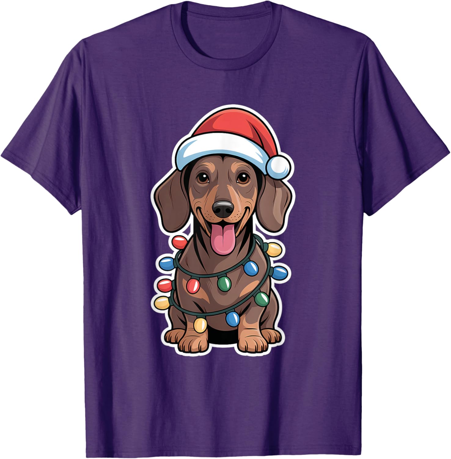 Dachshund in Christmas Lights T-Shirt - Festive Dog Lover Apparel - 1