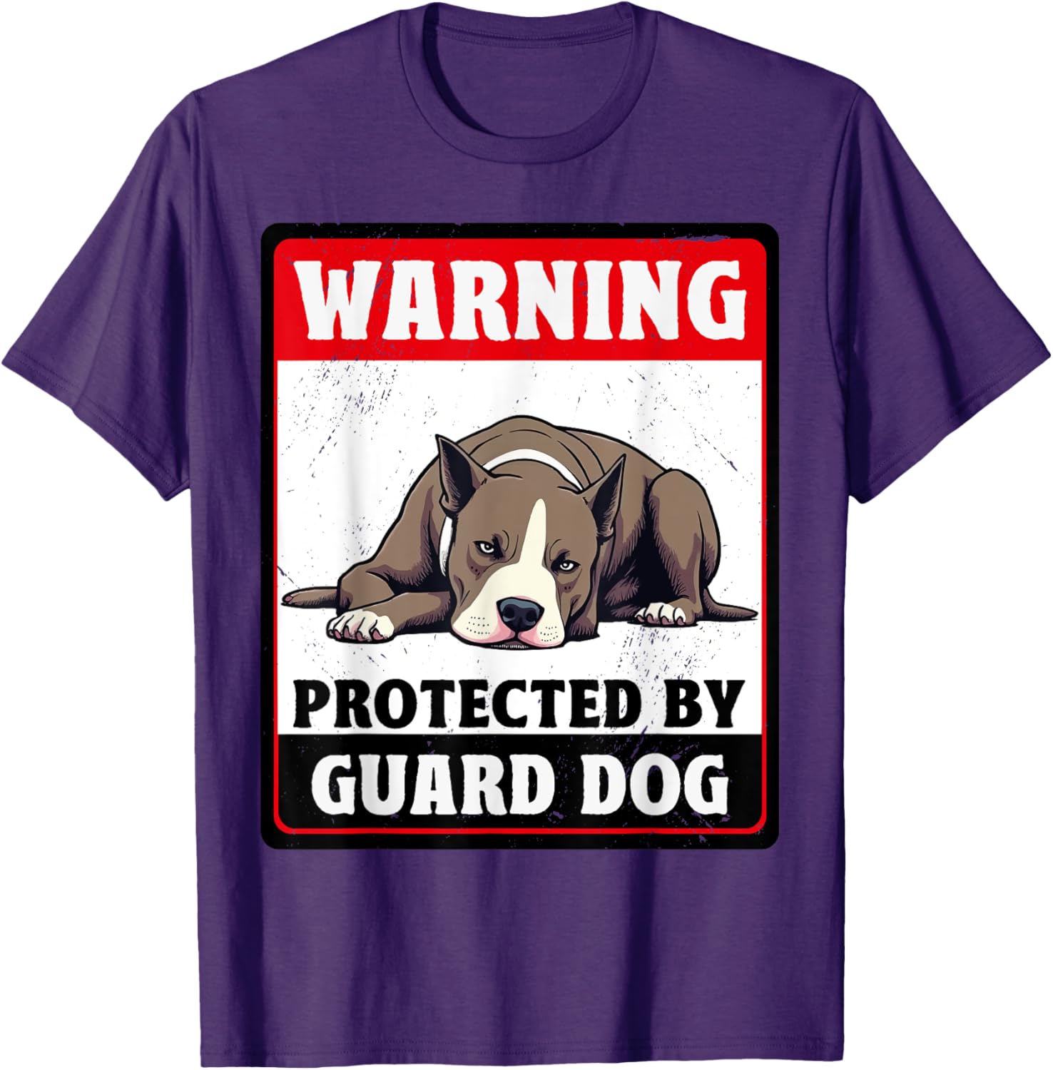 Warning Protected American Staffordshire Terrier Guard Dog T-Shirt - 5