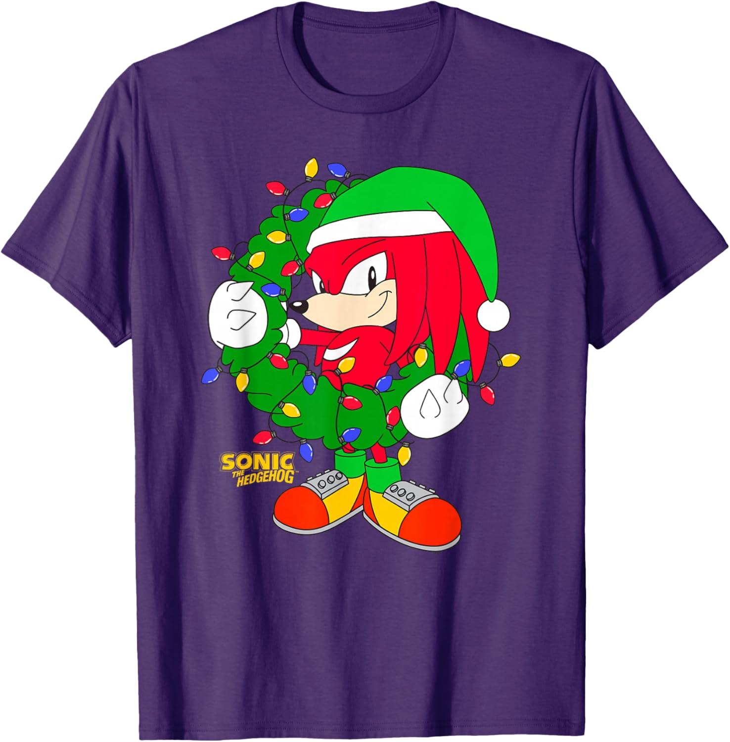 Sonic the Hedgehog Christmas Knuckle Wreath T-Shirt for Holiday Cheer - 3