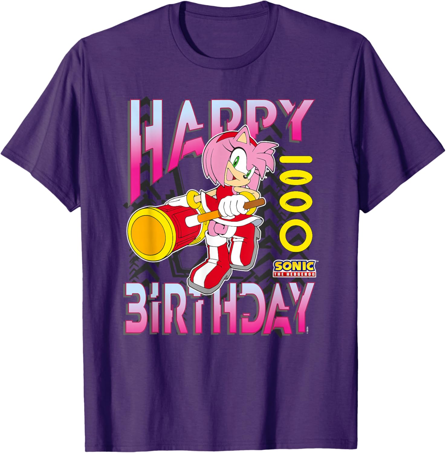 Sonic The Hedgehog Amy Birthday Grid Chest T-Shirt for Fun Celebrations - 3