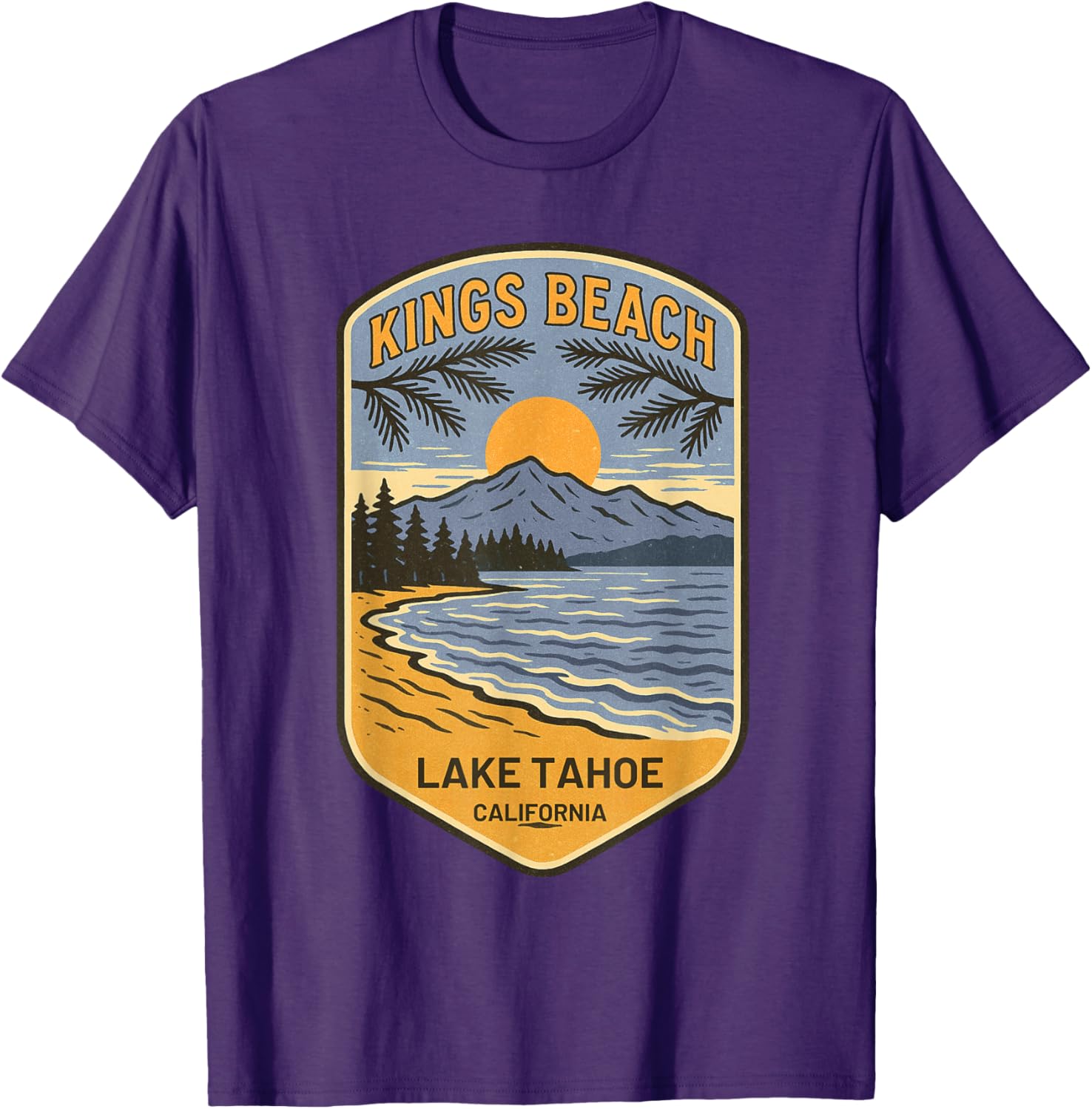 Retro Kings Beach Lake Tahoe T-Shirt Vintage Art Souvenir Apparel - 8