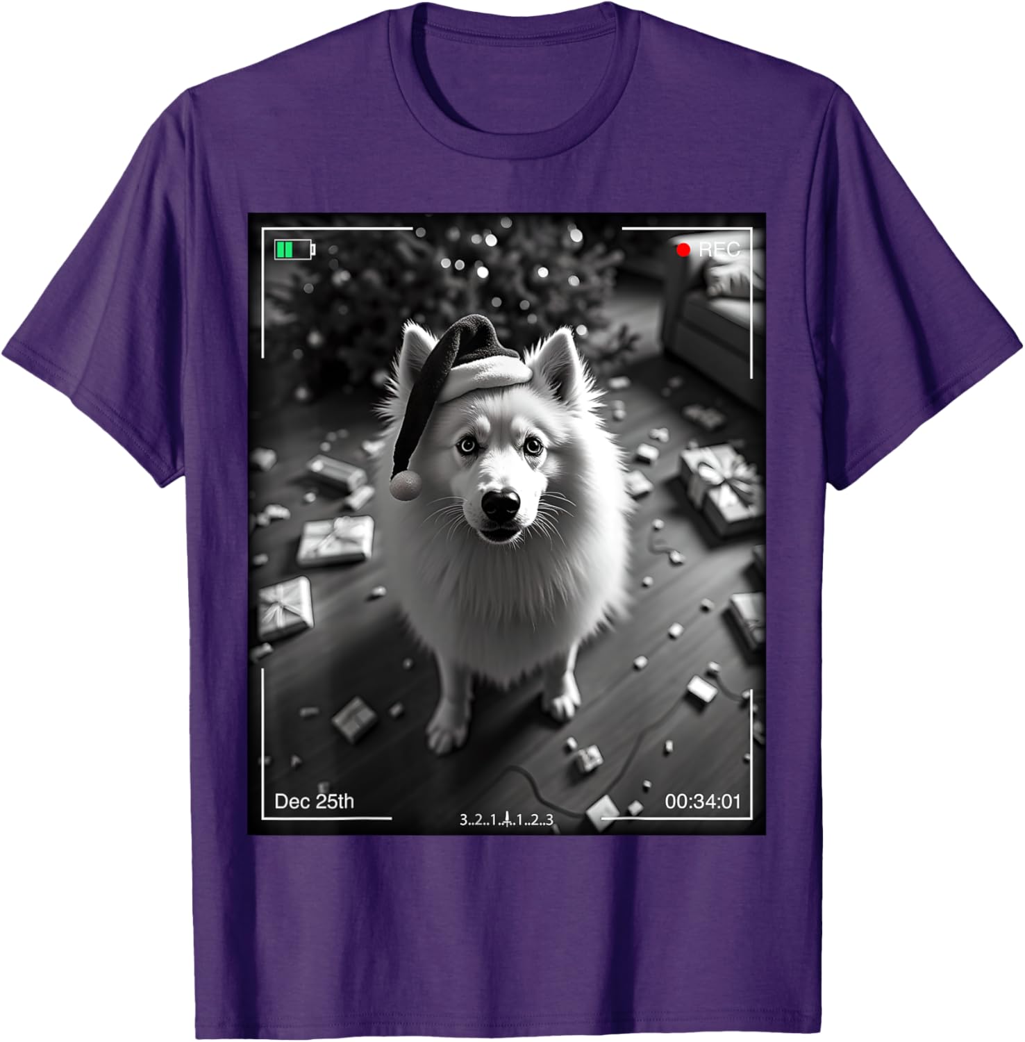 Christmas Samoyed Caught On Camera T-Shirt for Pet Lovers - 1