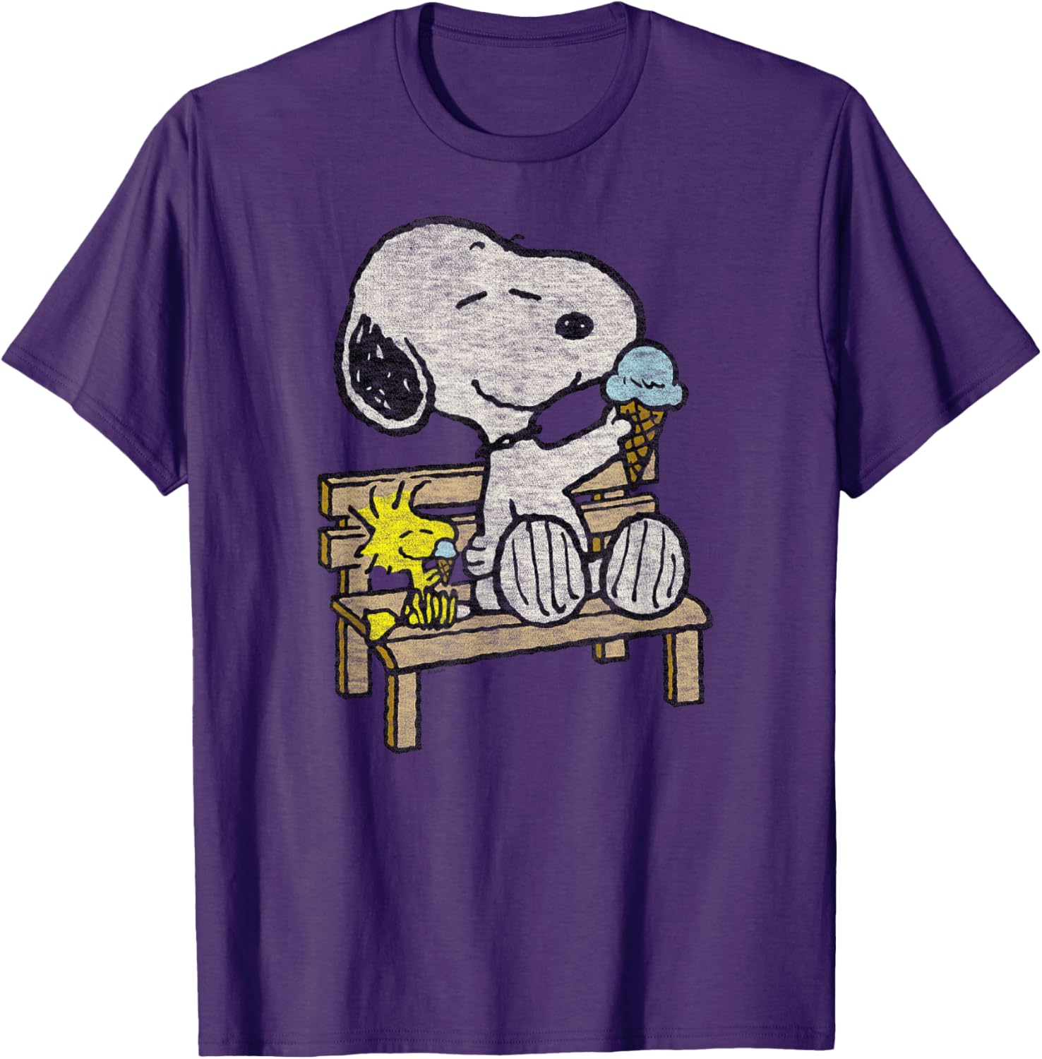 Snoopy and Woodstock Bench T-Shirt - Adorable Peanuts Apparel for Fans - 7