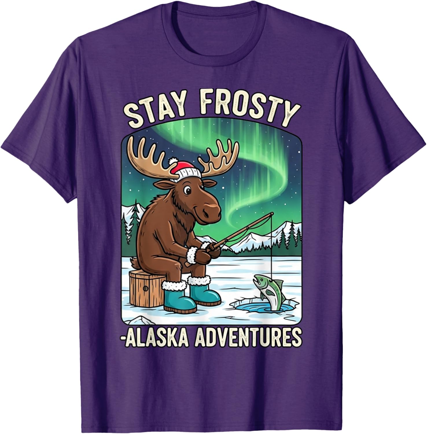Stay Cold Frosty Moose Ice Fishing T-Shirt for Alaska Winter Adventures - 2