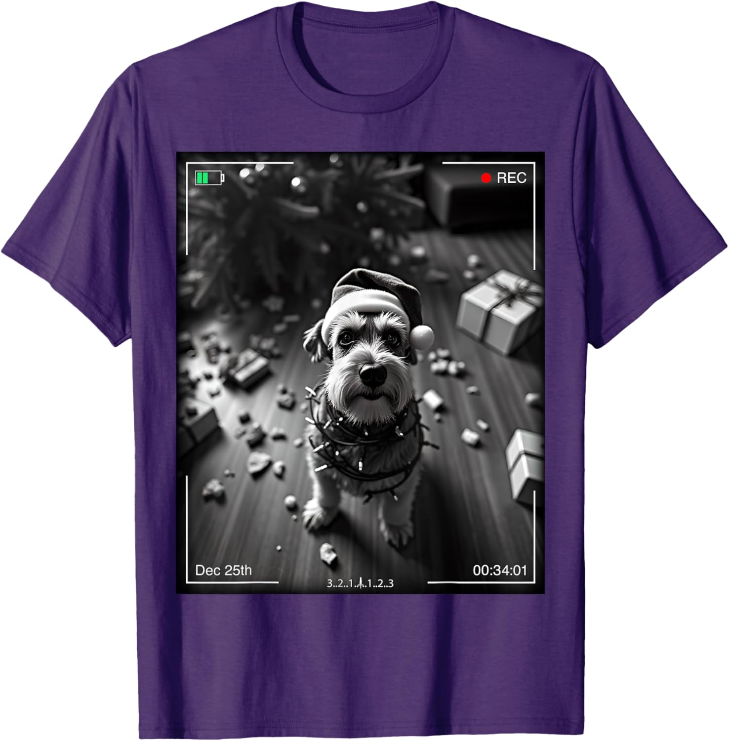 Christmas Schnauzer Caught on Camera T-Shirt for Dog Lovers - 2