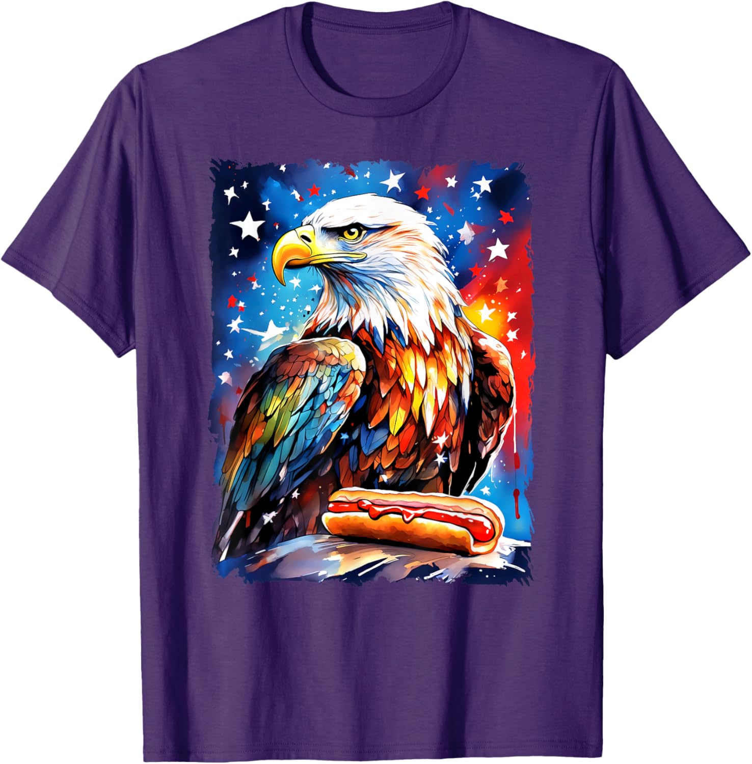 Patriotic 4th of July T-Shirt with Hotdog and Eagle Design for All Ages - 19