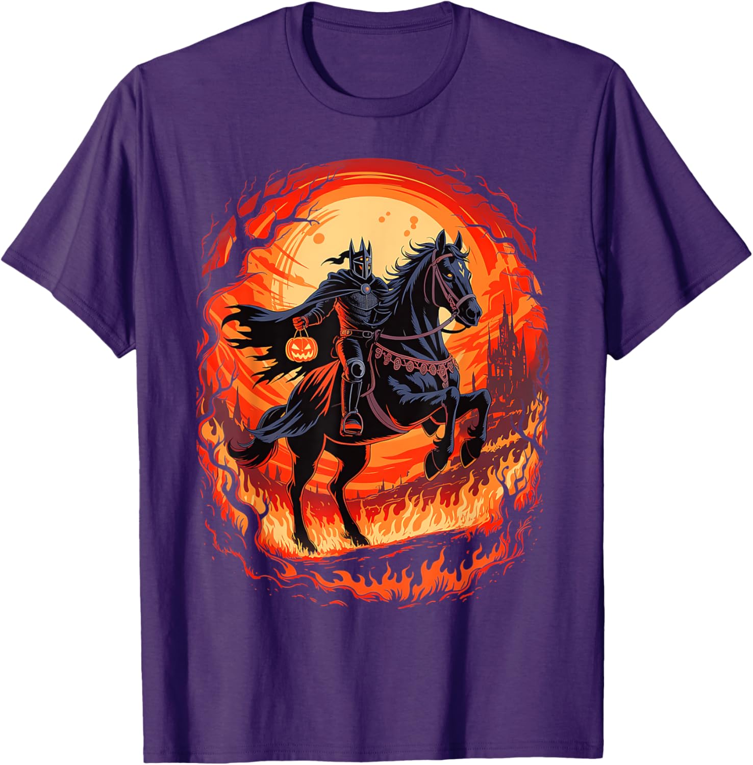 Spooky Pumpkin Headless Horseman Halloween T-Shirt for All Ages - 3