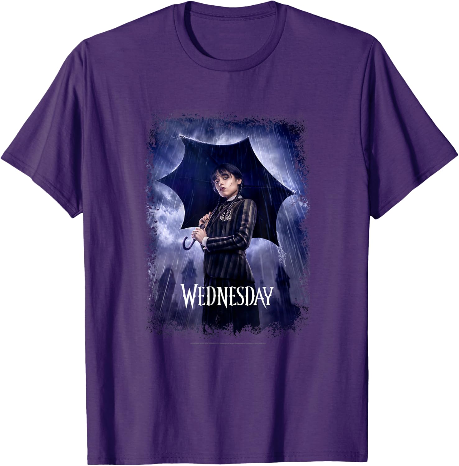 Wednesday Black Umbrella Rain Portrait T-Shirt for Fashion Lovers - 6