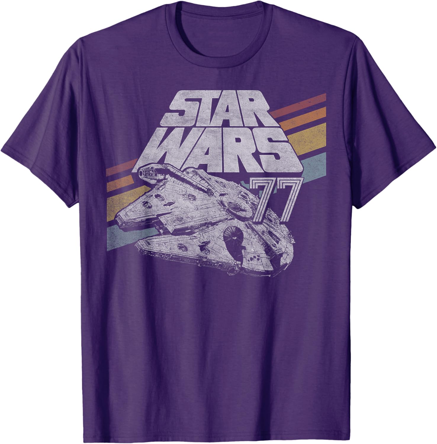 Retro Star Wars Millennium Falcon T-Shirt with Diagonal Stripes for Fans - 5