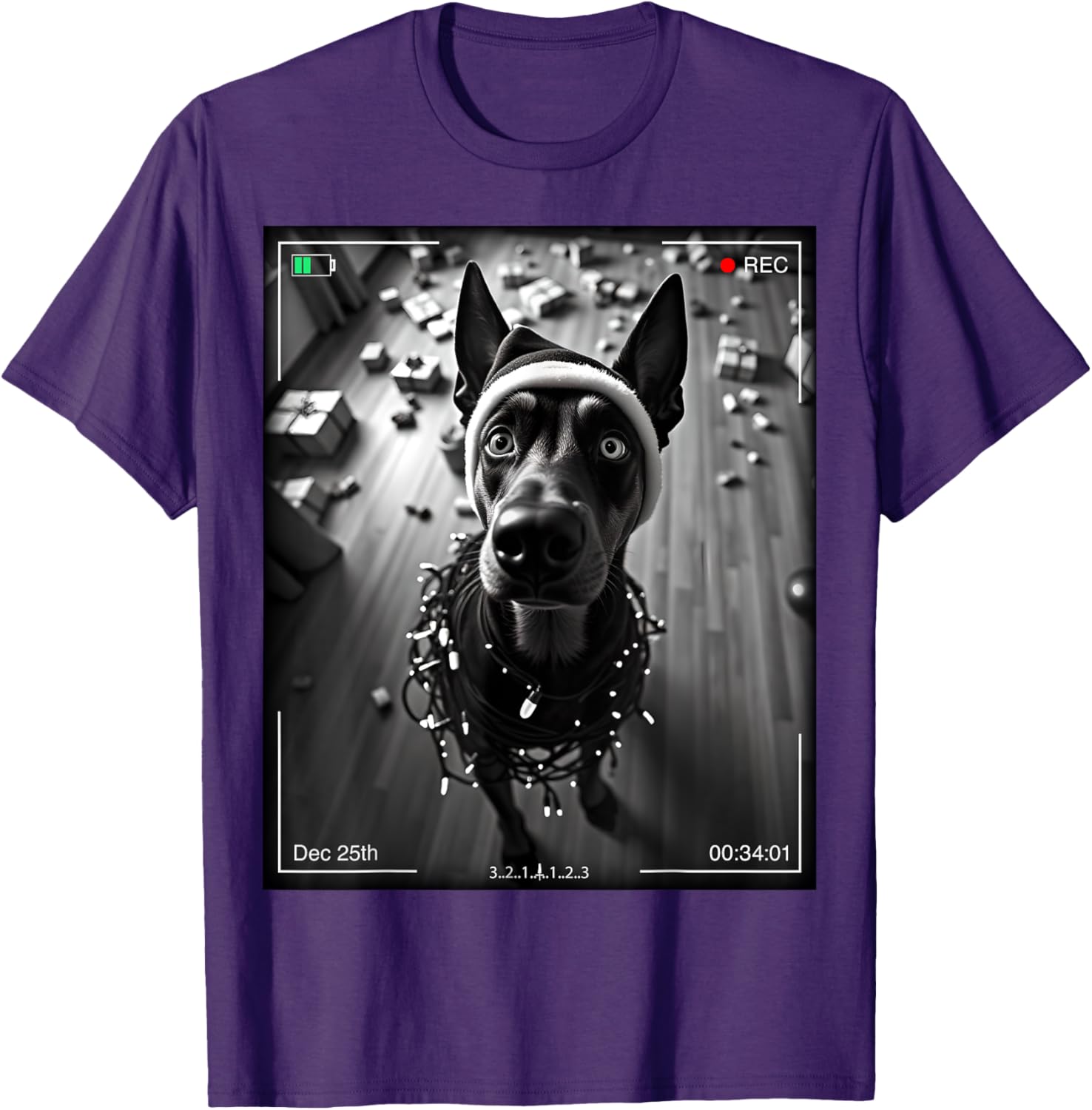 Funny Christmas Doberman Pinscher Caught on Camera T-Shirt for Dog Lovers - 5