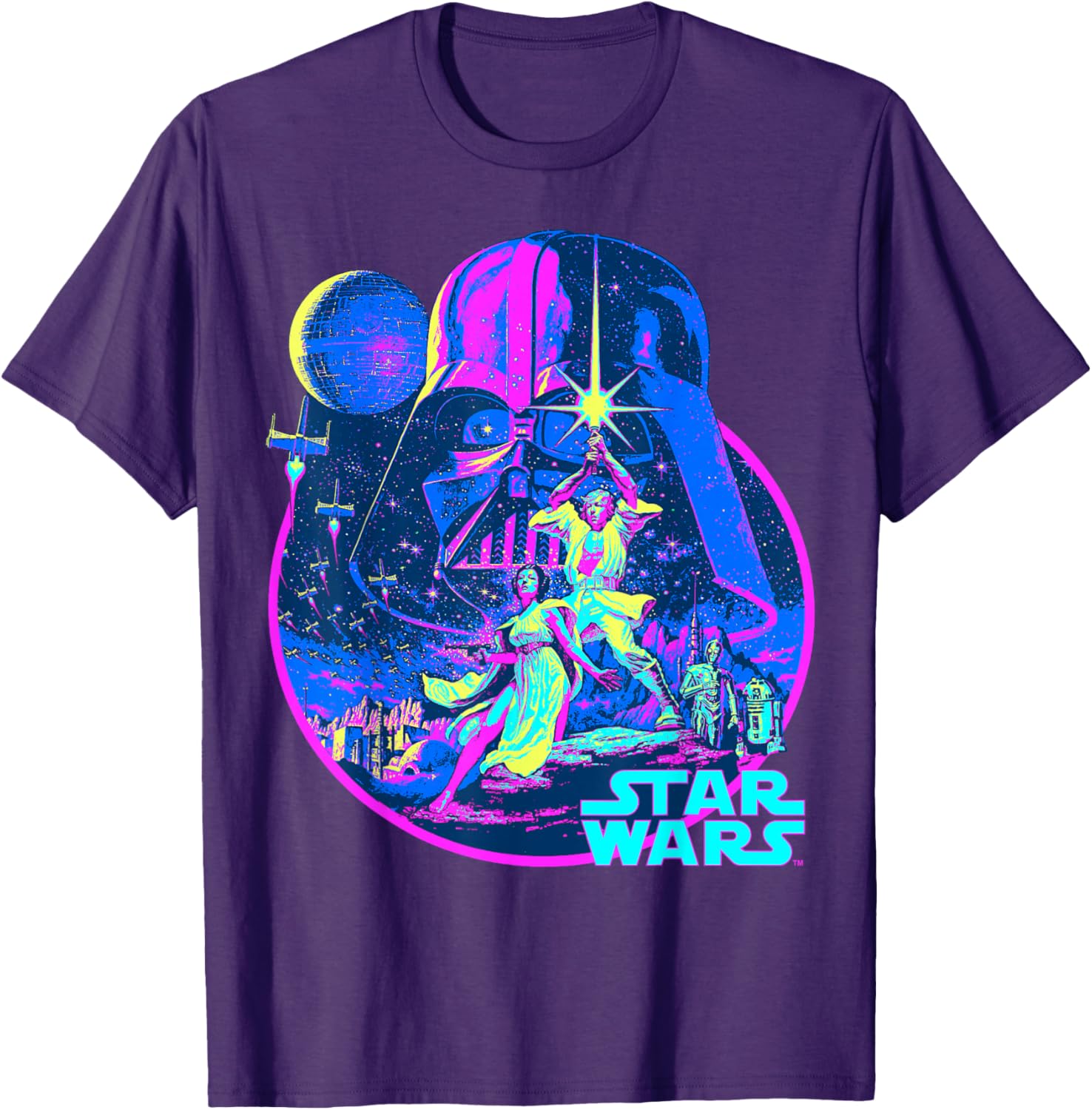 Star Wars Neon Poster T-Shirt for Fans of Disney Classic Adventure - 12