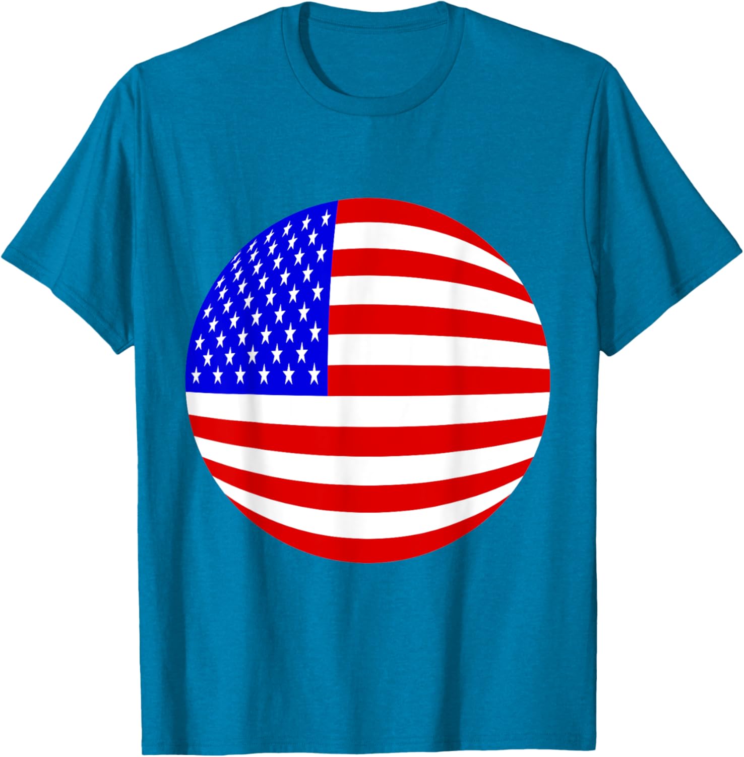 Patriotic American Flag T-Shirt with Stars and Stripes in Red and Blue - 15