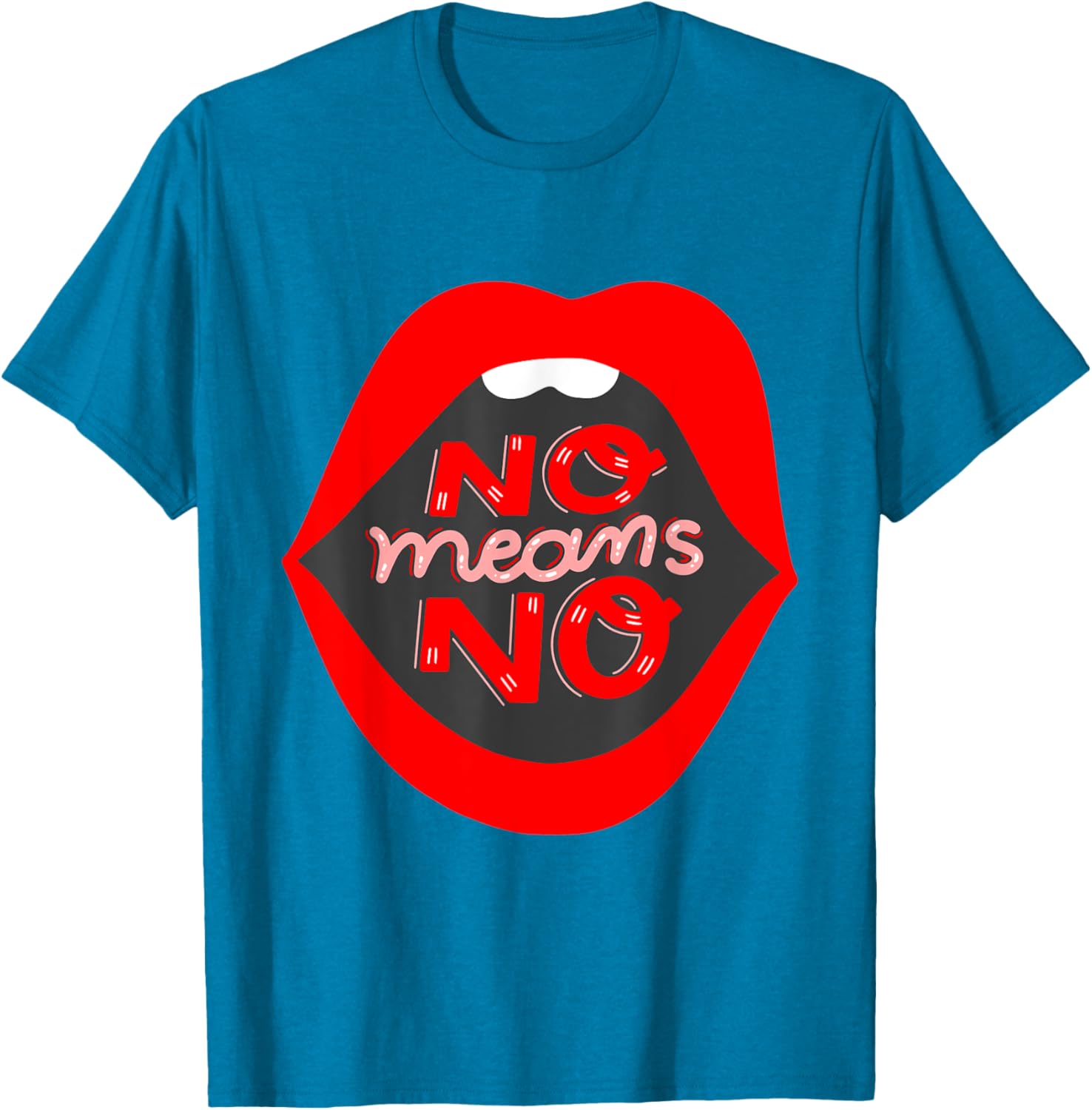 Retro Feminist No Means No Consent Pop Art Lips T-Shirt for Awareness - 21