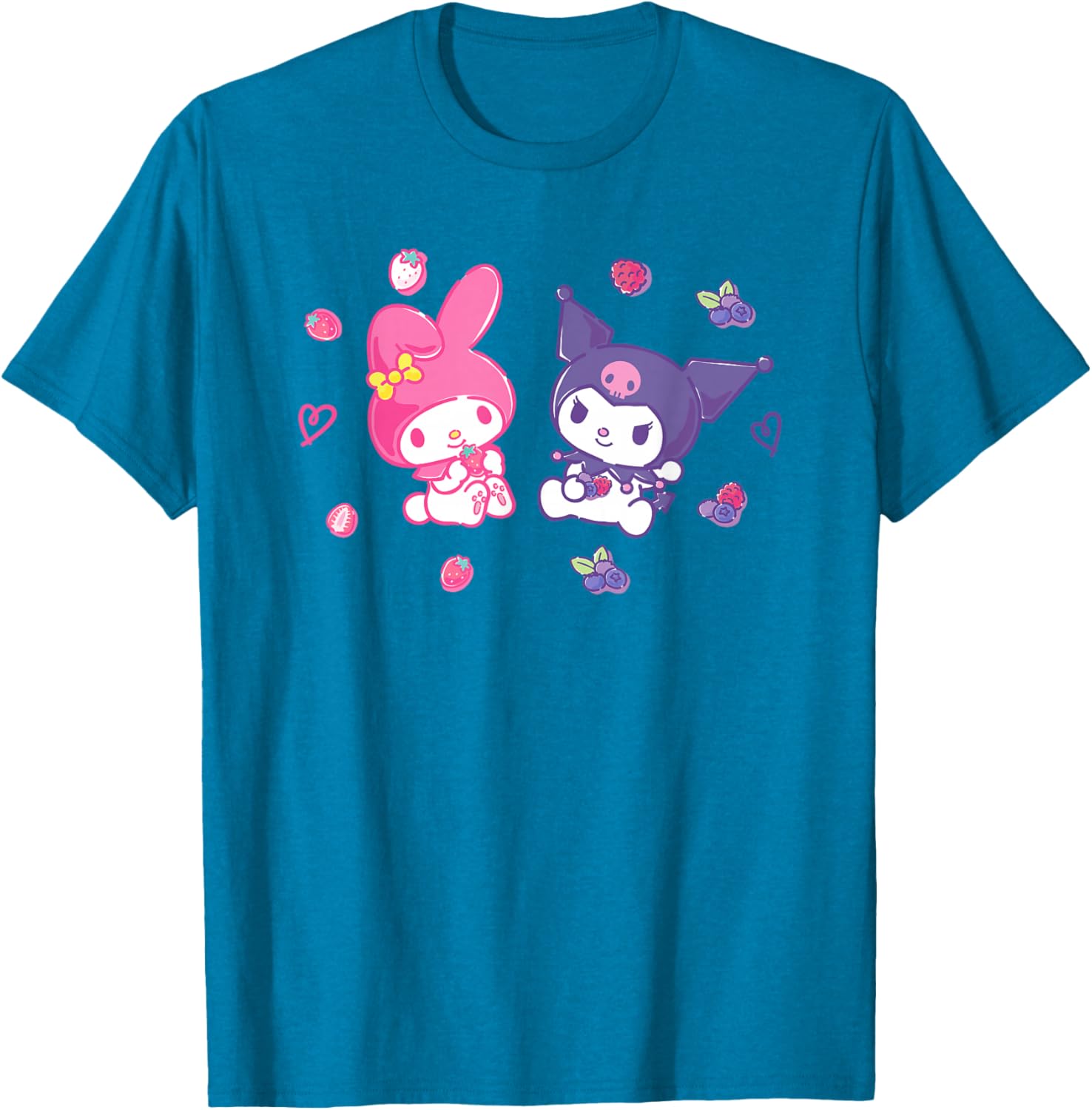 Sanrio Kuromi and My Melody Berry T-Shirt for Kids, Small Black Design - 5
