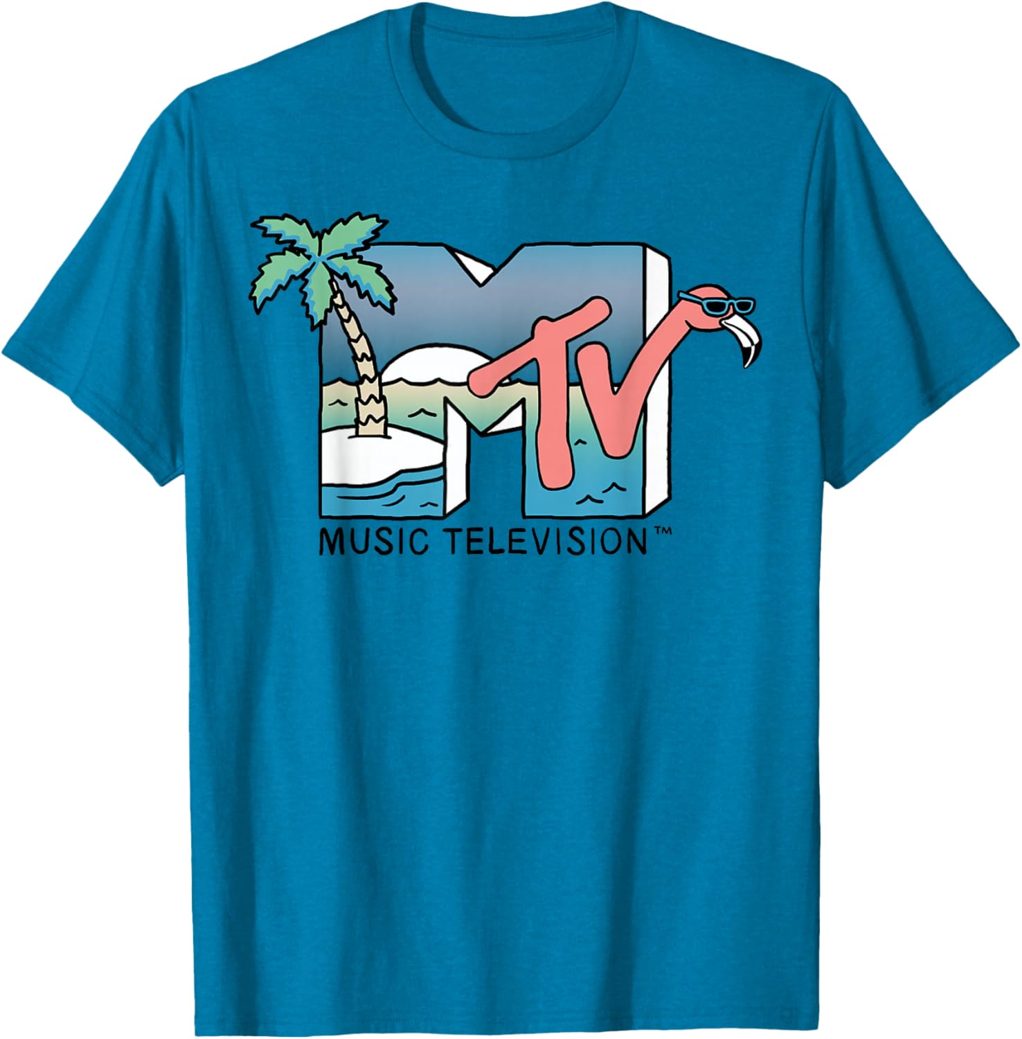 Vintage MTV Beach Island Flamingo Graphic T-Shirt for Casual Style - 8