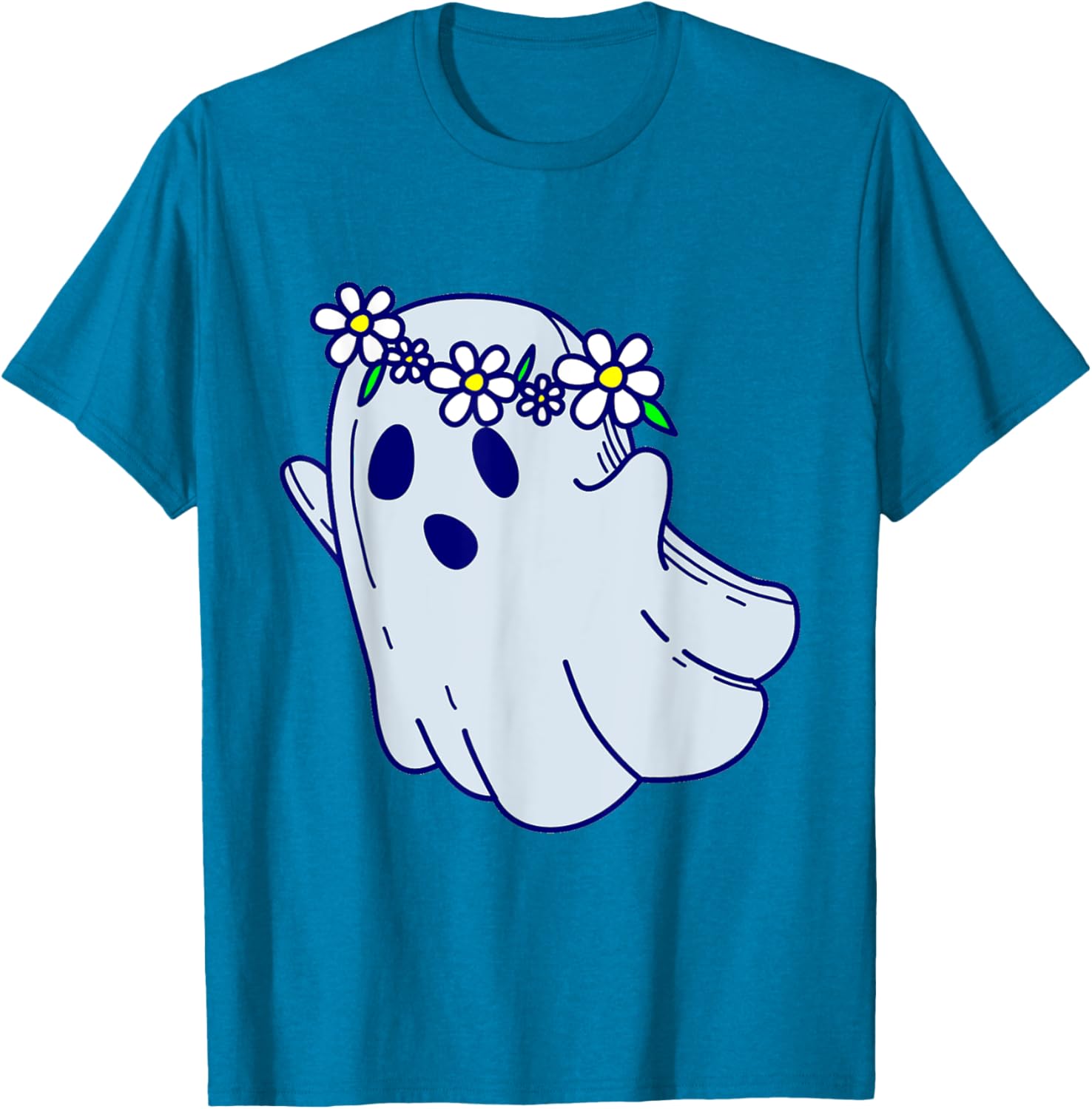 Groovy Halloween Ghost Boho Floral 1960s Goth T-Shirt for Spooky Style - 25