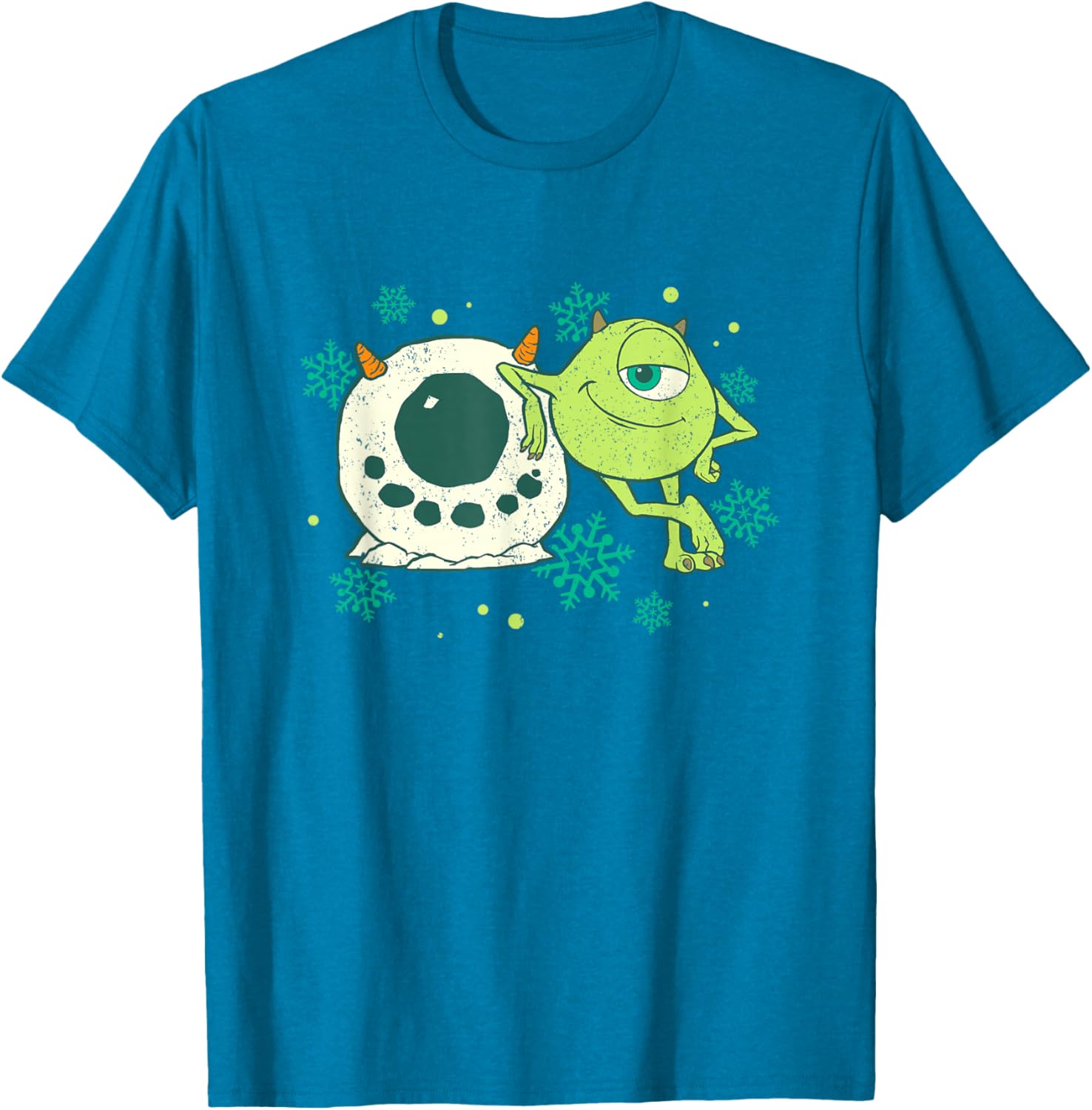 Disney Pixar Monsters Inc Mike Snowman Logo T-Shirt for Christmas Fun - 8