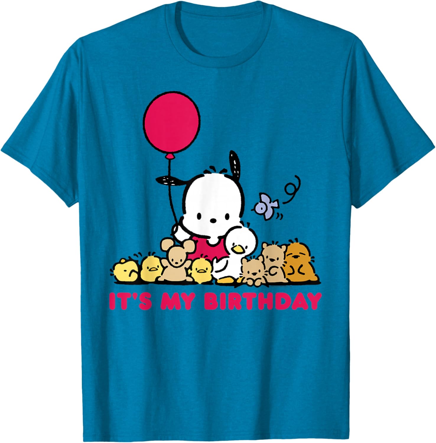 Pochacco Birthday T-Shirt for Adults, Grey Short Sleeve Classic Fit - 3