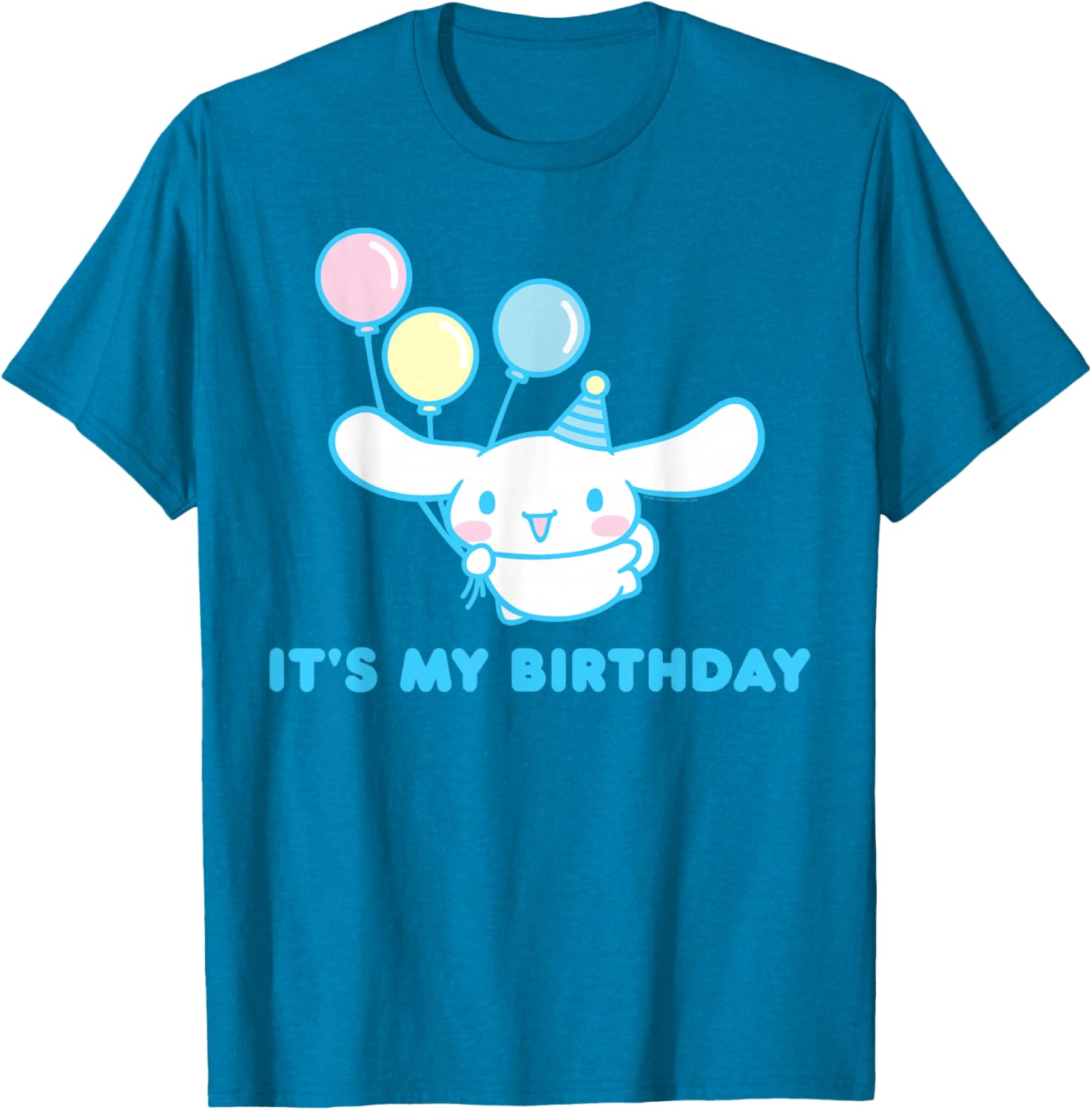 Sanrio Cinnamoroll Birthday T-Shirt for Adults - Blue Crew Neck Short Sleeve - 6