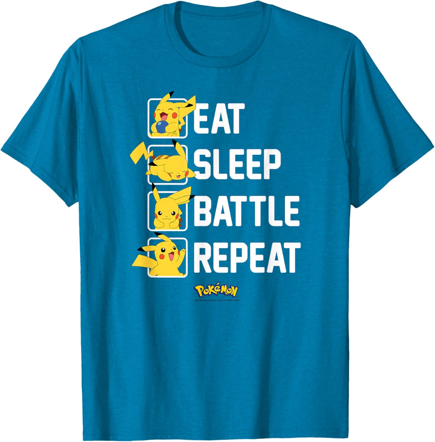 Pikachu Eat Sleep Battle Repeat T-Shirt for Pokémon Fans and Gamers - 9