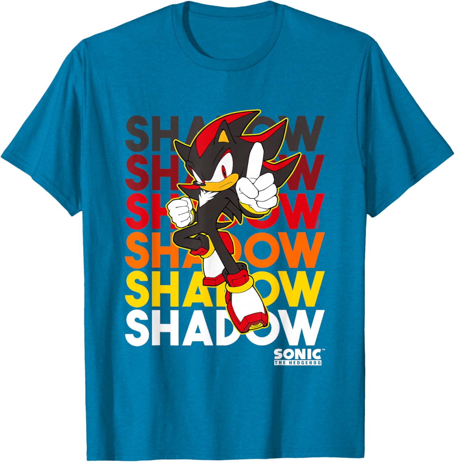 Sonic The Hedgehog Shadow Logo Stacked Text Cool Graphic T-Shirt - 6