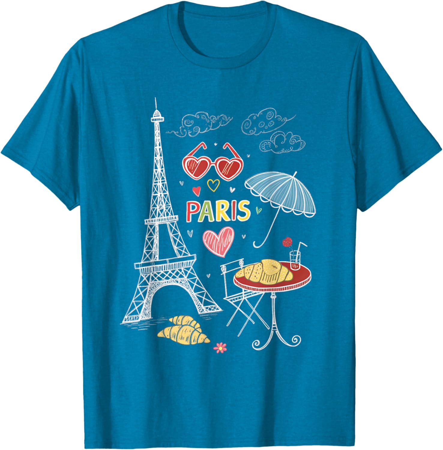 Paris Eiffel Tower Cafe Scene T-Shirt for Girls - Perfect Travel Souvenir - 5