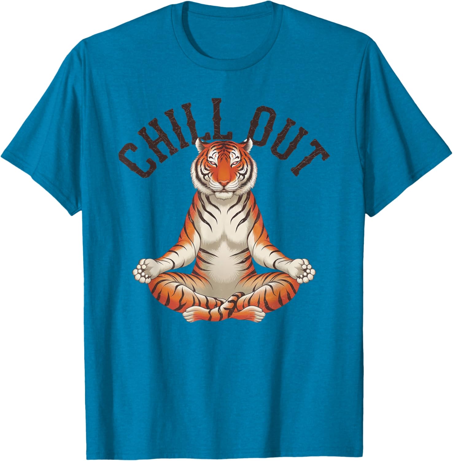 Tiger Chill Out Vintage Yoga T-Shirt for Fun Meditation Lovers - 6
