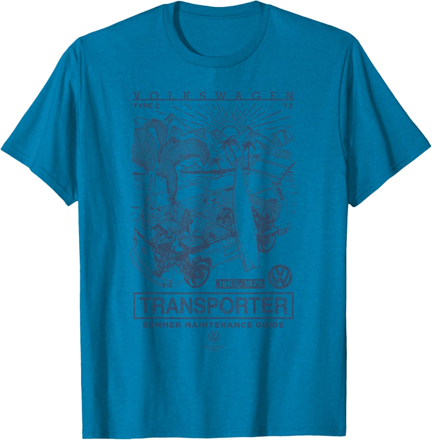Volkswagen Type 2 T2 Transporter Summer Maintenance Guide T-Shirt - 5