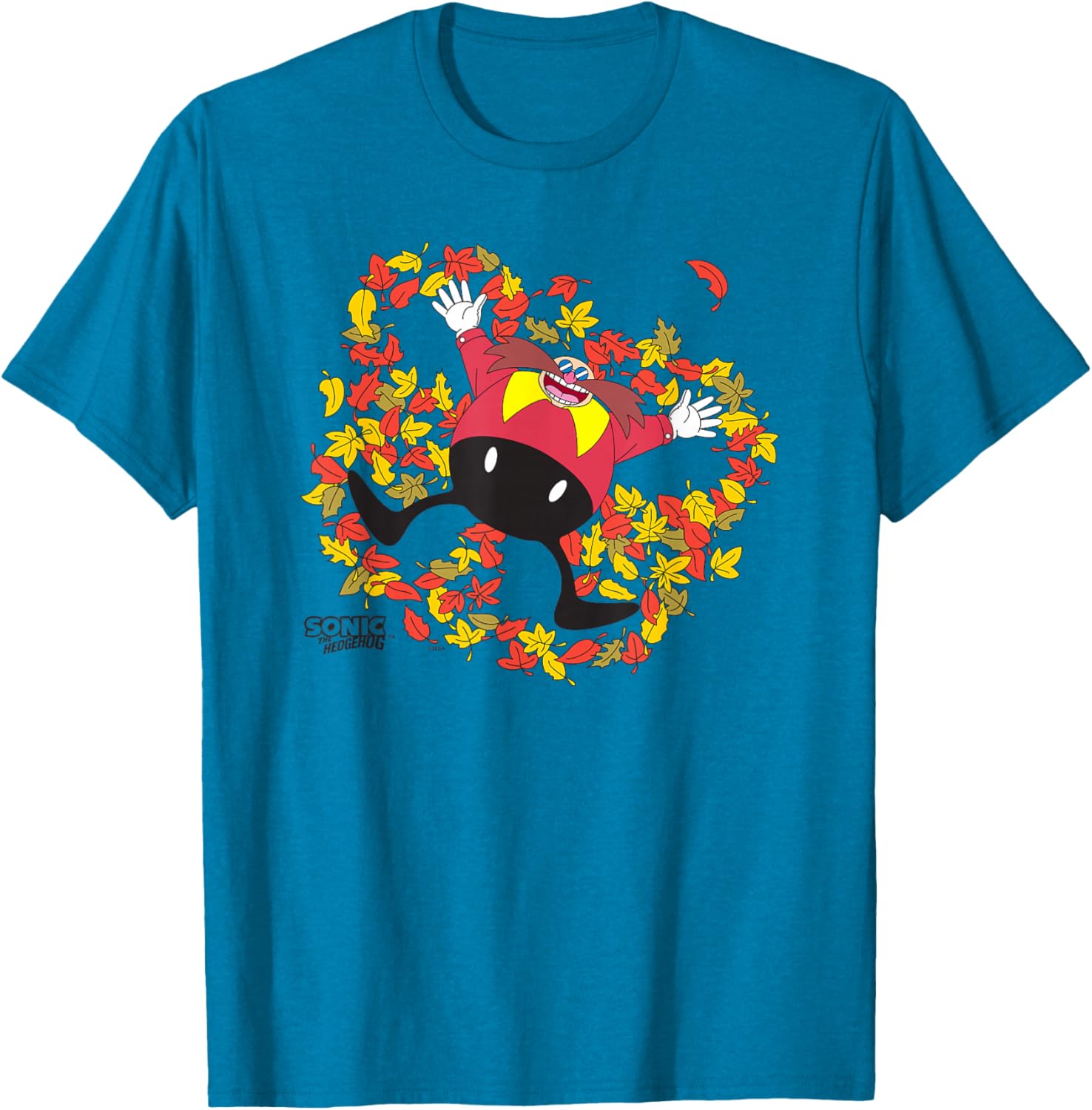 Sonic the Hedgehog Dr Eggman Happy Leaves Angel Chest Logo T-Shirt - 7
