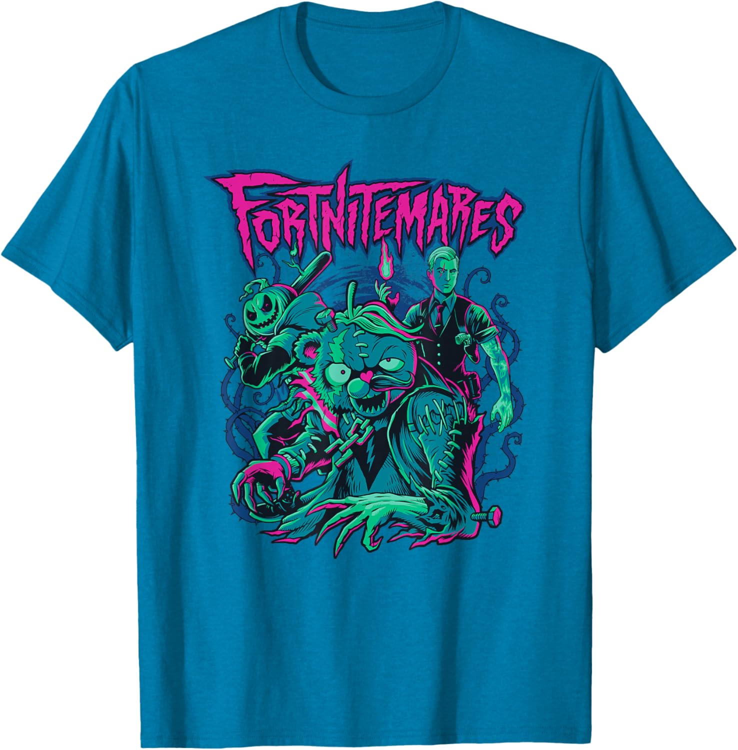 Fortnite Halloween Fortnitemares Retro Horror Group Shot T-Shirt for Fans - 17