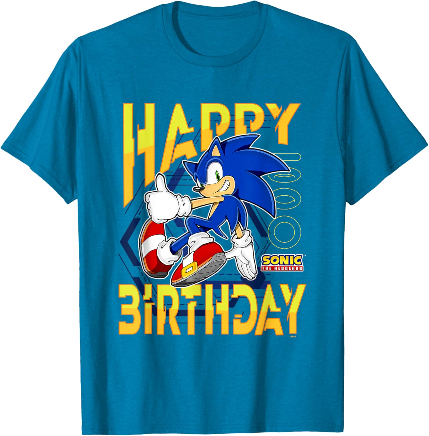 Sonic The Hedgehog Birthday T-Shirt with Thumbs Up Logo for Kids - 11