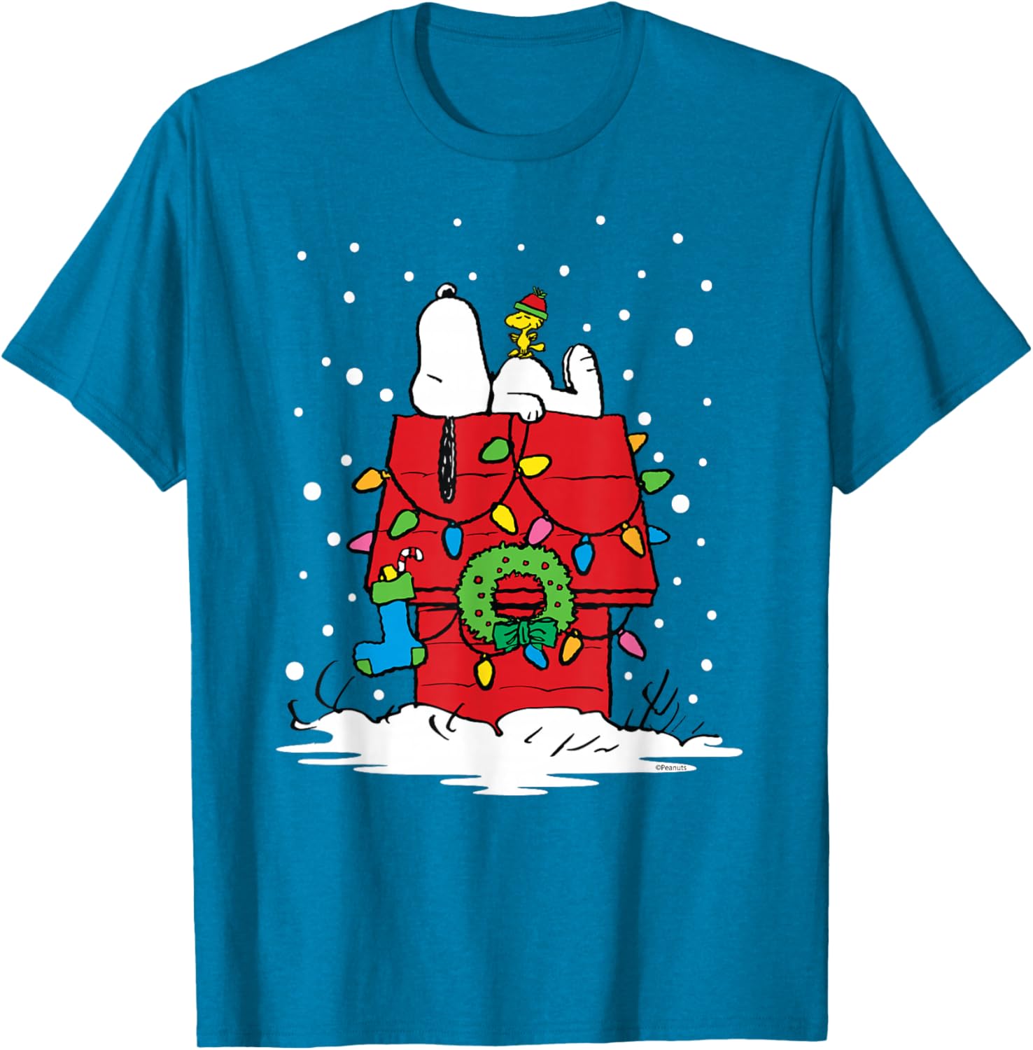 Peanuts Snoopy Woodstock Holiday Stocking T-Shirt for Festive Fun - 17