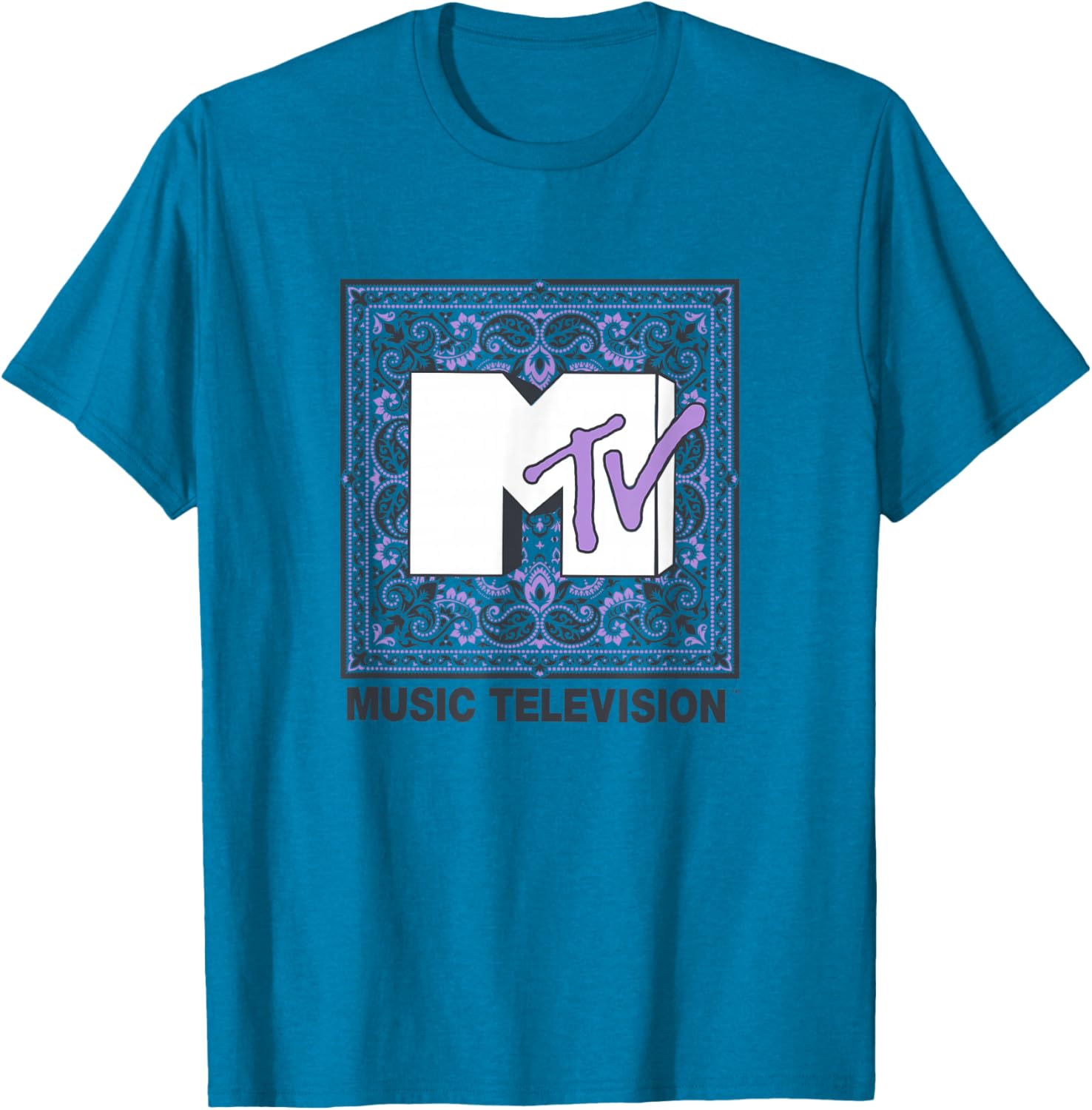 Vintage MTV Purple Paisley Logo T-Shirt for Trendy Music Lovers - 1
