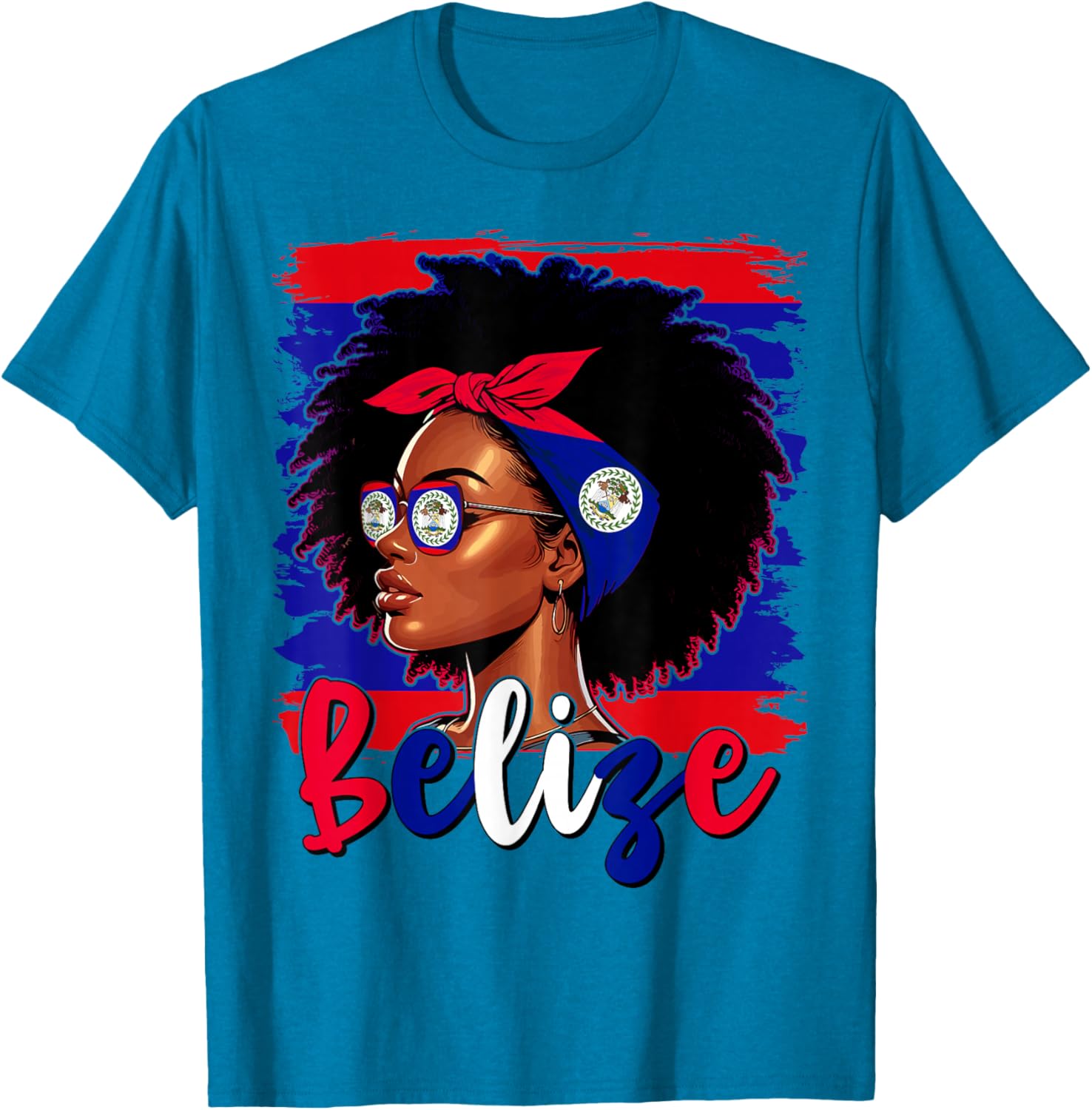 Proud Belizean Girl T-Shirt with Belize Flag for Women’s Fashion - 3