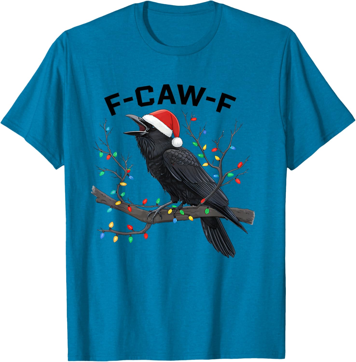 Funny Retro Black Crow F-Caw-F Santa Hat T-Shirt for Christmas Fun - 20